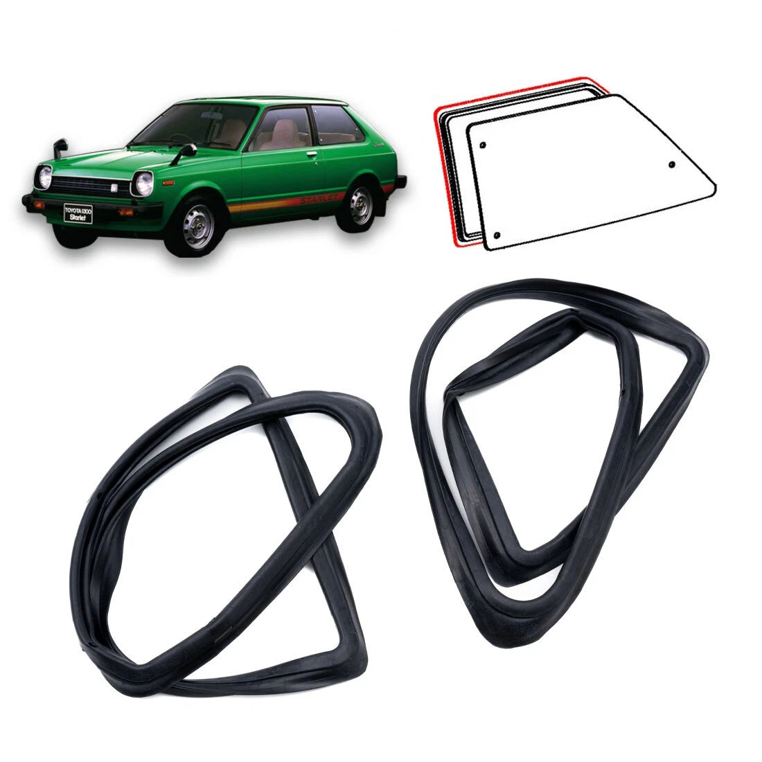 Quarter Window Weatherstrip Rubber for Toyota Starlet 3-Door KP60 KP61 KP62 1978-1984