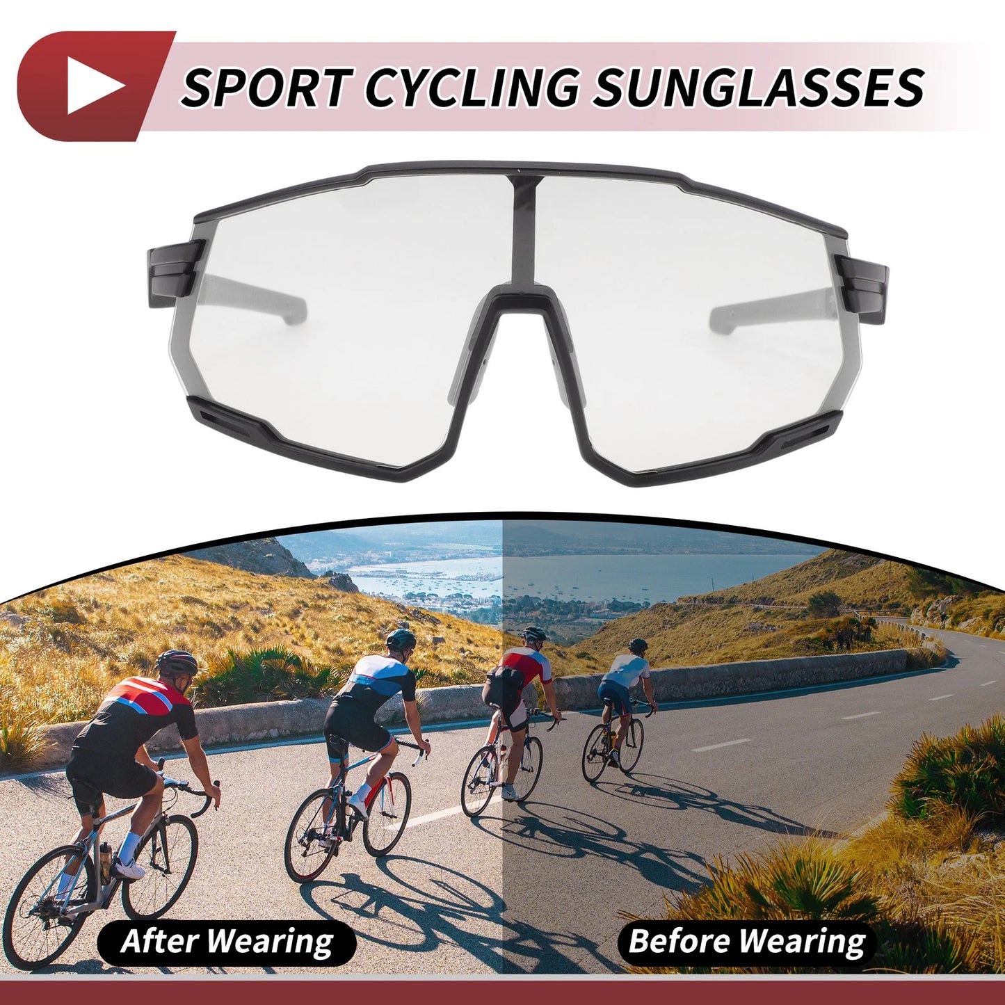 Goggles Clear Lens Black Frame Cycling UV400 for Motorcycle