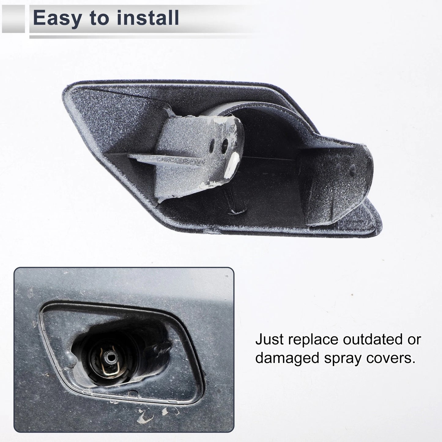 Front Left Bumper Headlight Washer Nozzle Cover Cap for BMW 320i White