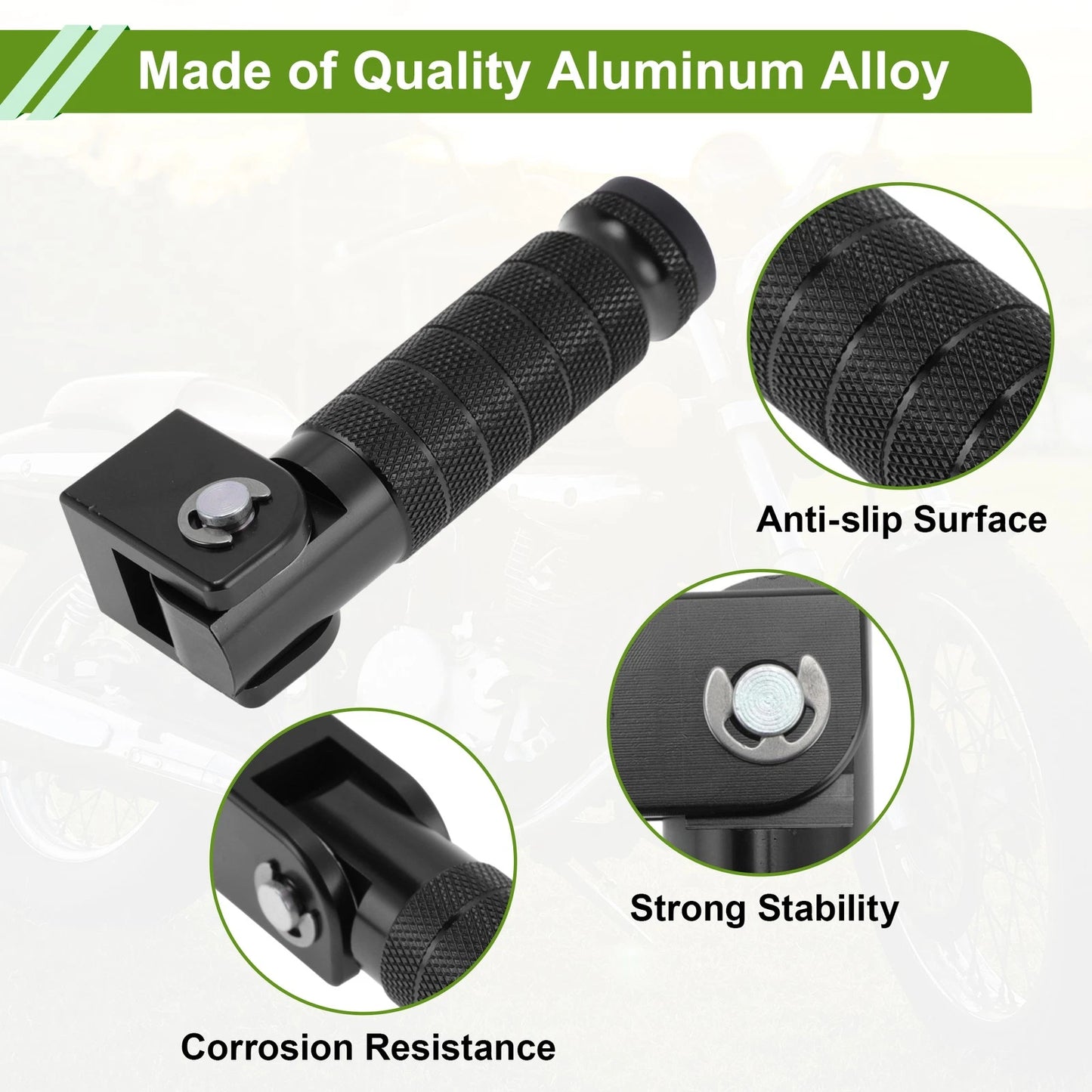 FootPegs 2 x Rear Footrest Aluminum Alloy Black for Motorcycle
