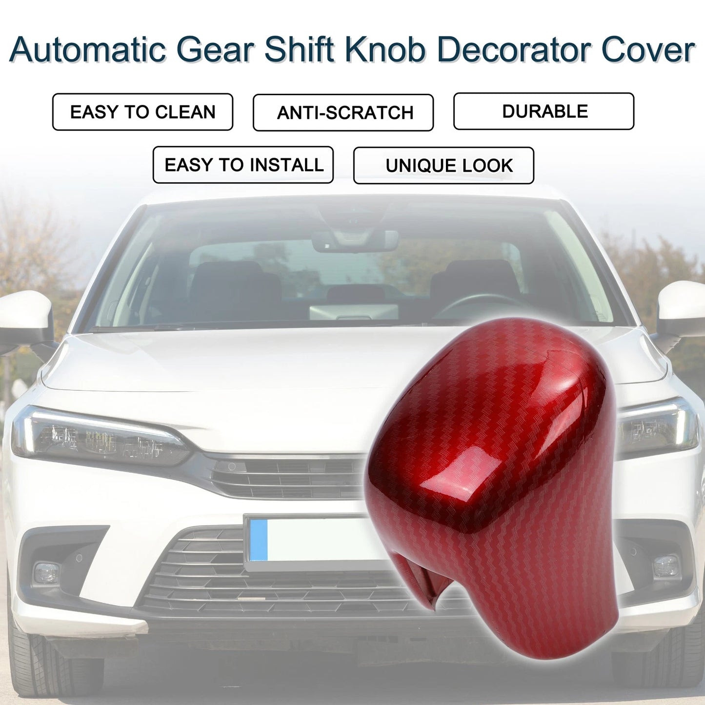 Carbon Fiber Red Gear Shift Knob Cover for Honda Civic (2022-2025)