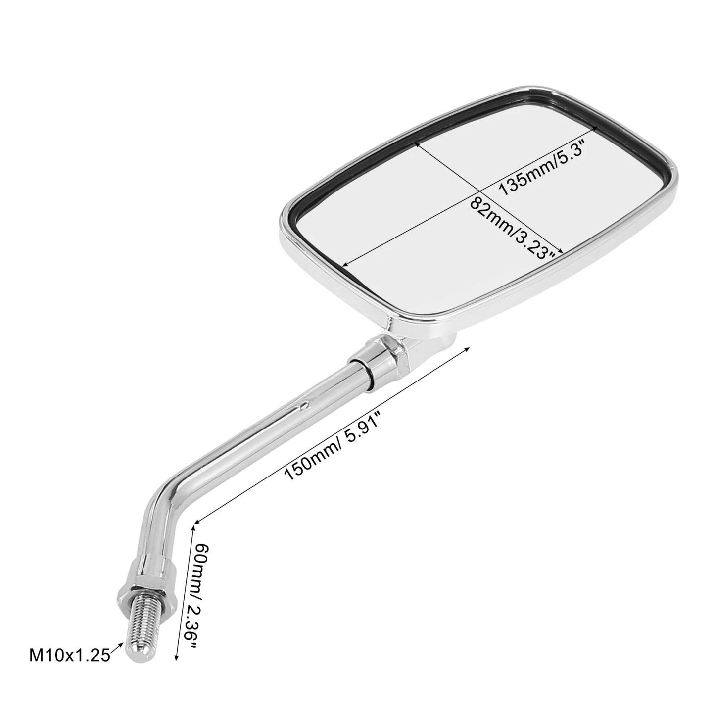 1 Pair Universal Side Mirror Rearview Square Shape Silver Tone for Motorcycle