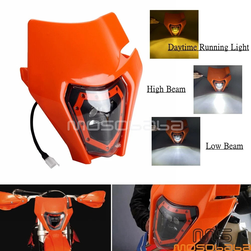LED Headlight Hi/Lo Beam Front Lamp for Dirt Bike - Amber Day Run Lights