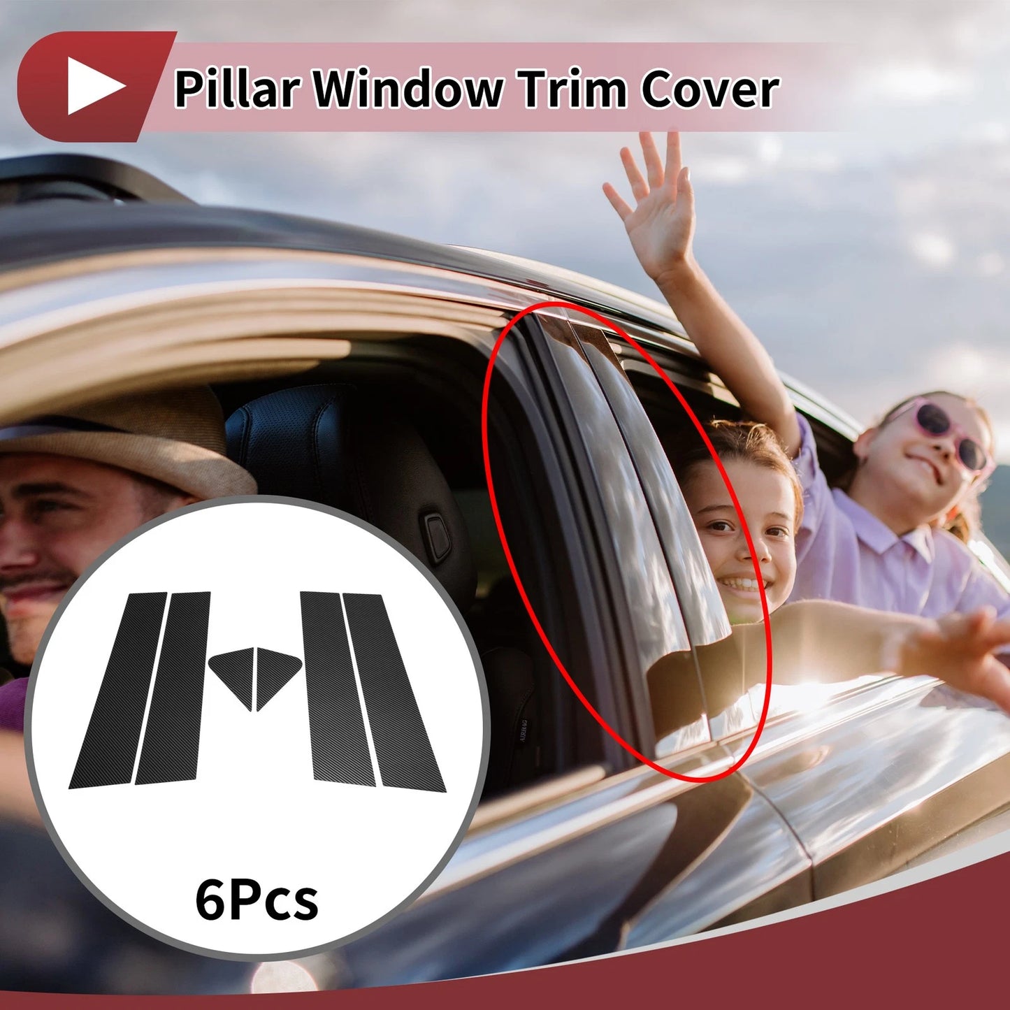 Door Pillar Window Trim for Chevrolet Trailblazer (2024 - 2025) Carbon Fiber