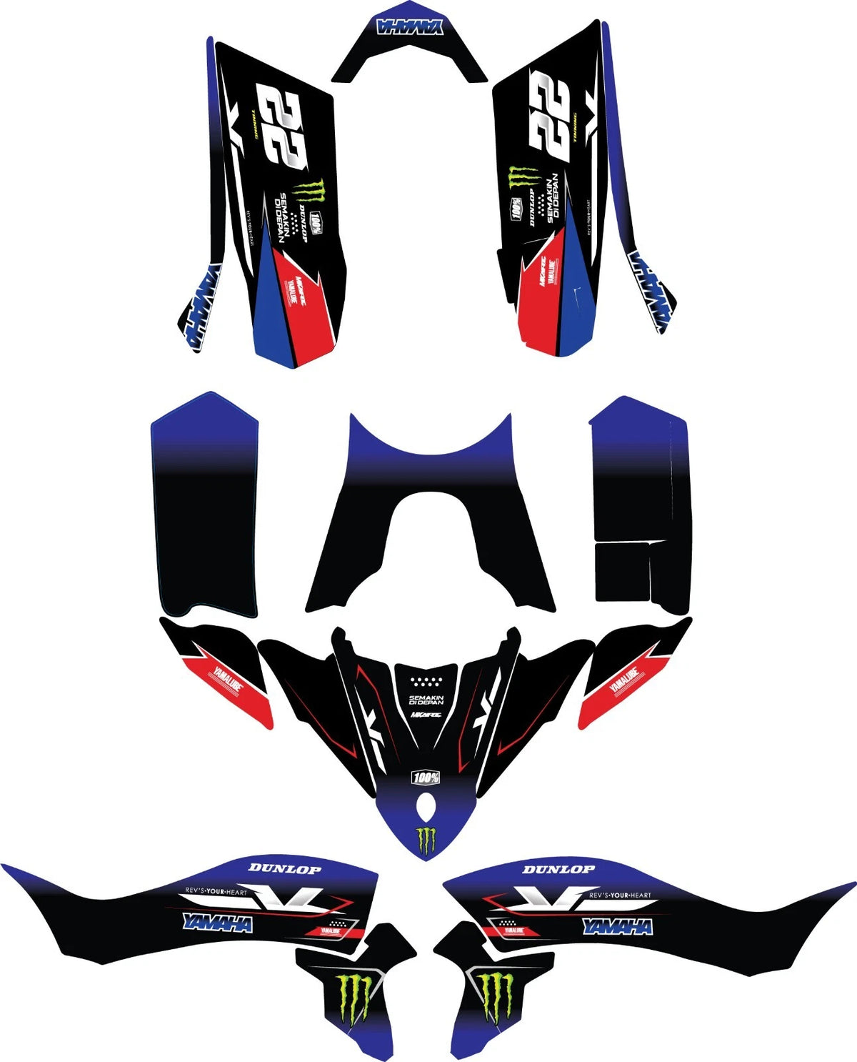 YFZ 50 Graphics FURY Style Decals for Yamaha YFZ50 (2004-2023)