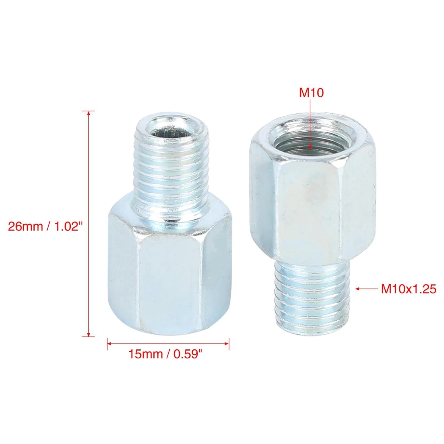 Rearview Mirror Adapter 2pcs 10mm RH to 10mm RH for Motorcycle Bike