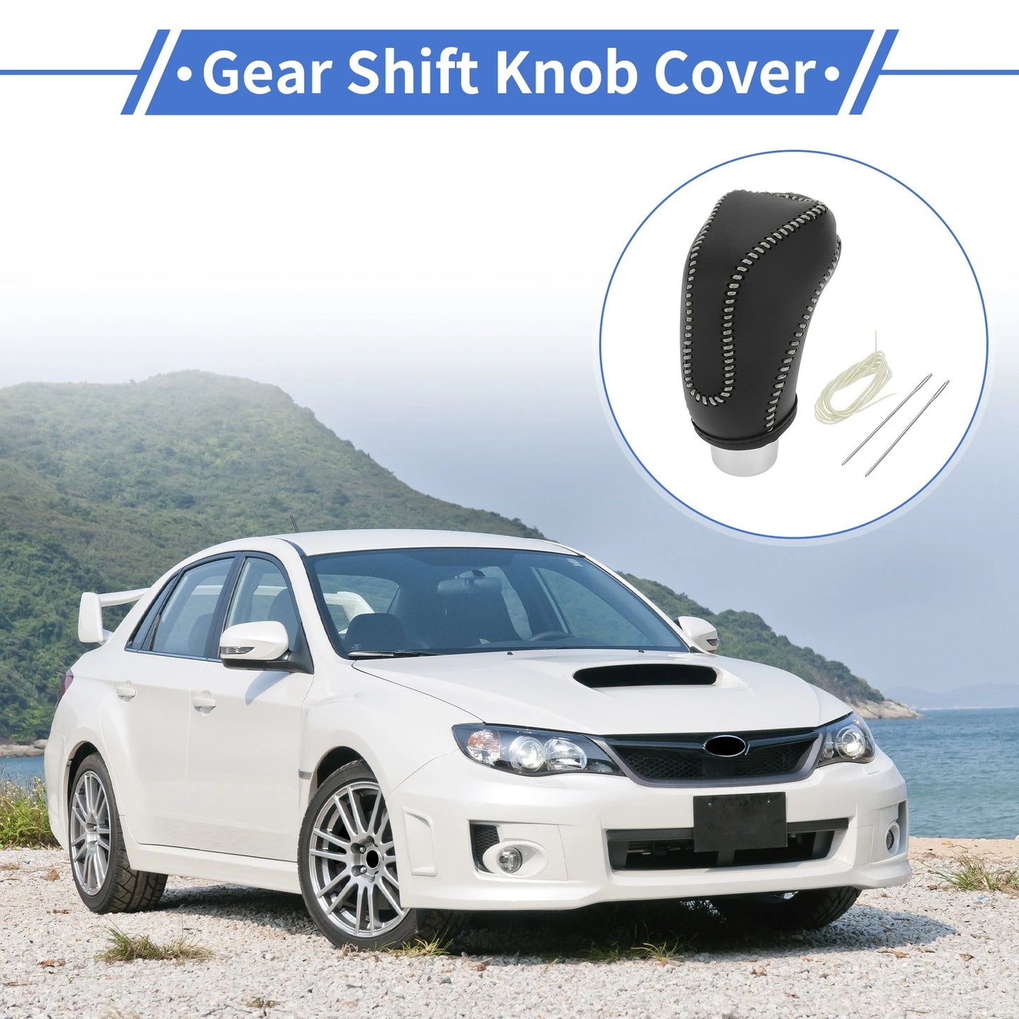 Subaru Impreza Gear Shift Knob Cover 17-23 Black Beige Faux Leather