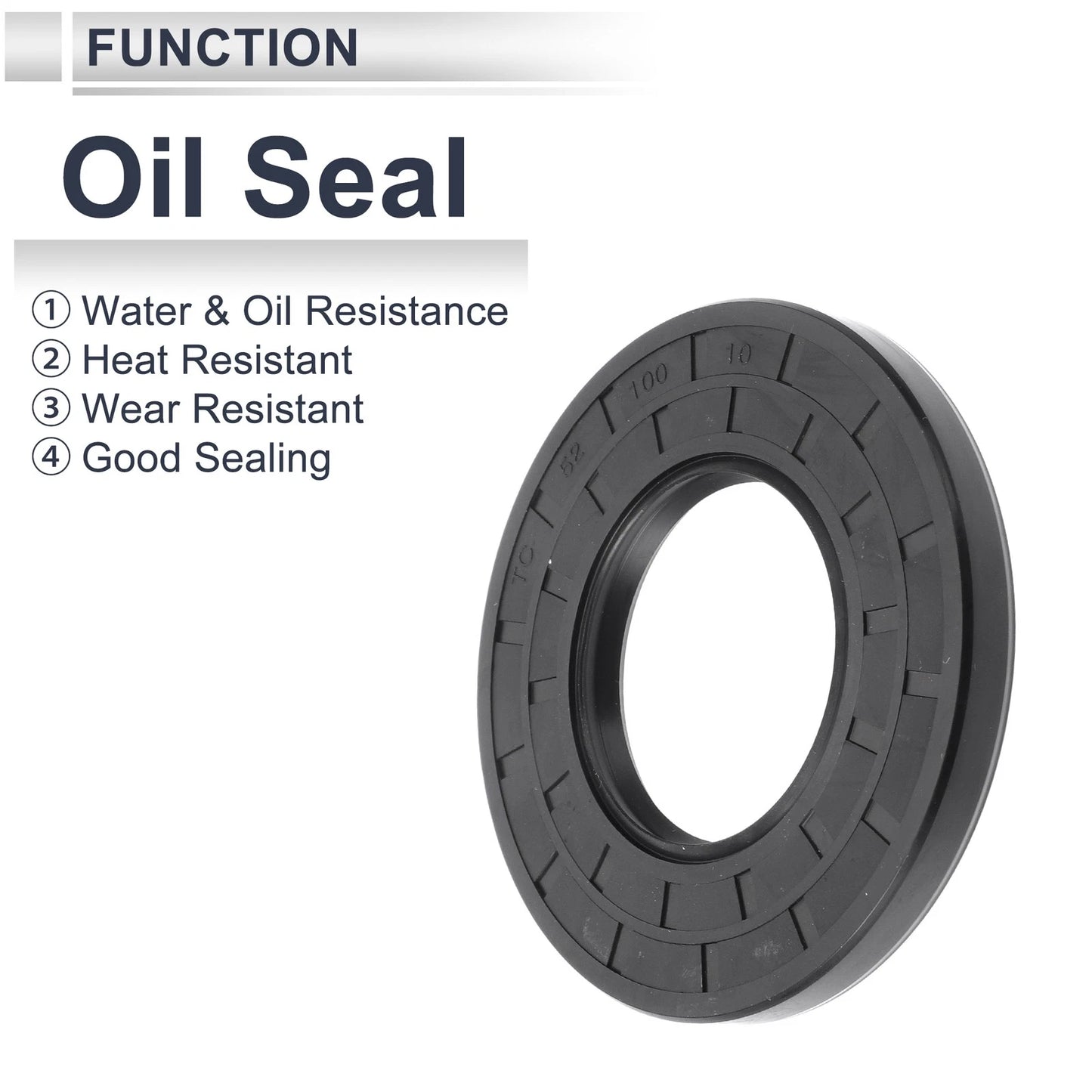 Oil Seal 52x100x10mm Black 5 Pcs Seal Ring Rotary Shaft Nitrile Rubber
