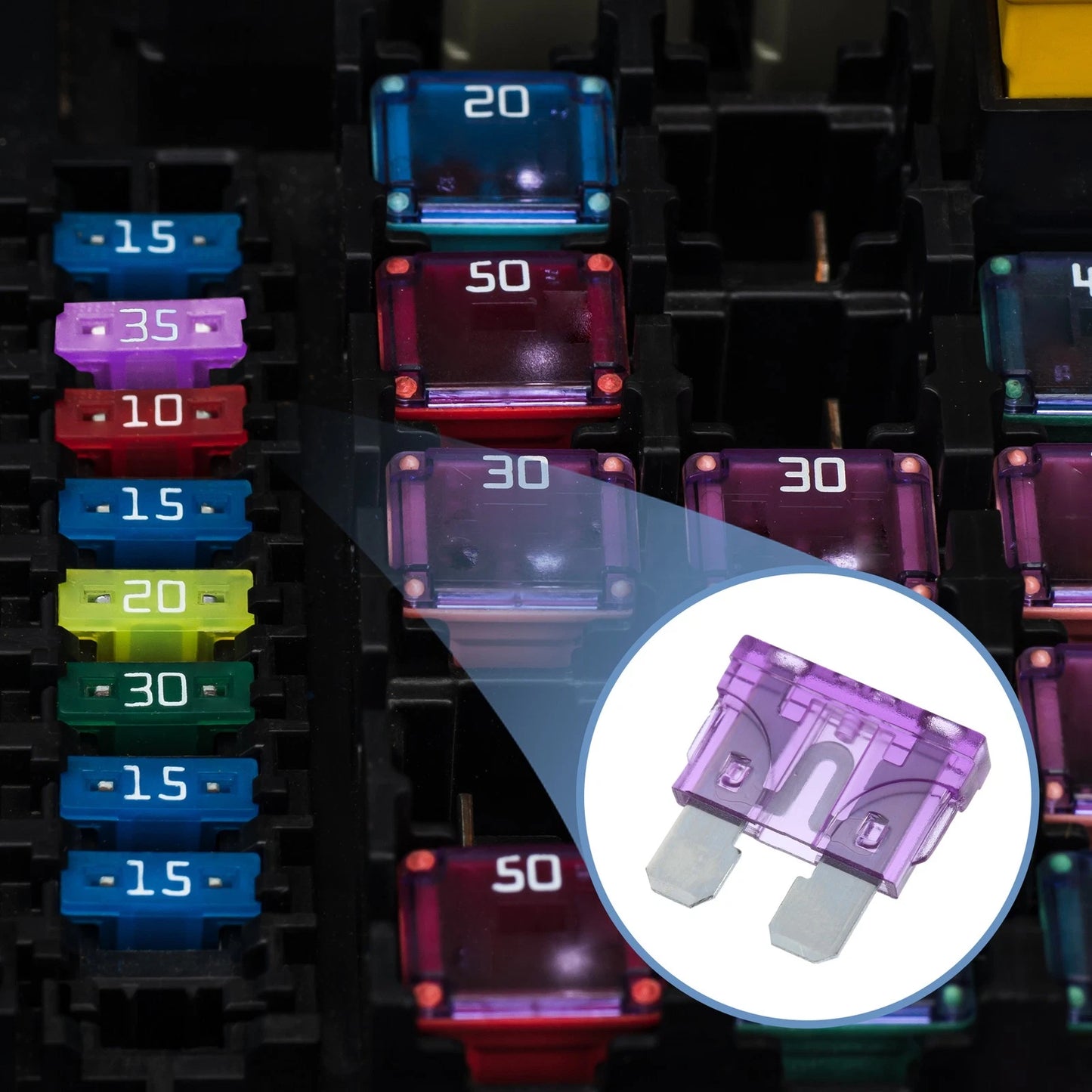 Blade Style Fuses 50pcs 35A Mini Size for Car Boat Truck SUV Motorcycle Purple
