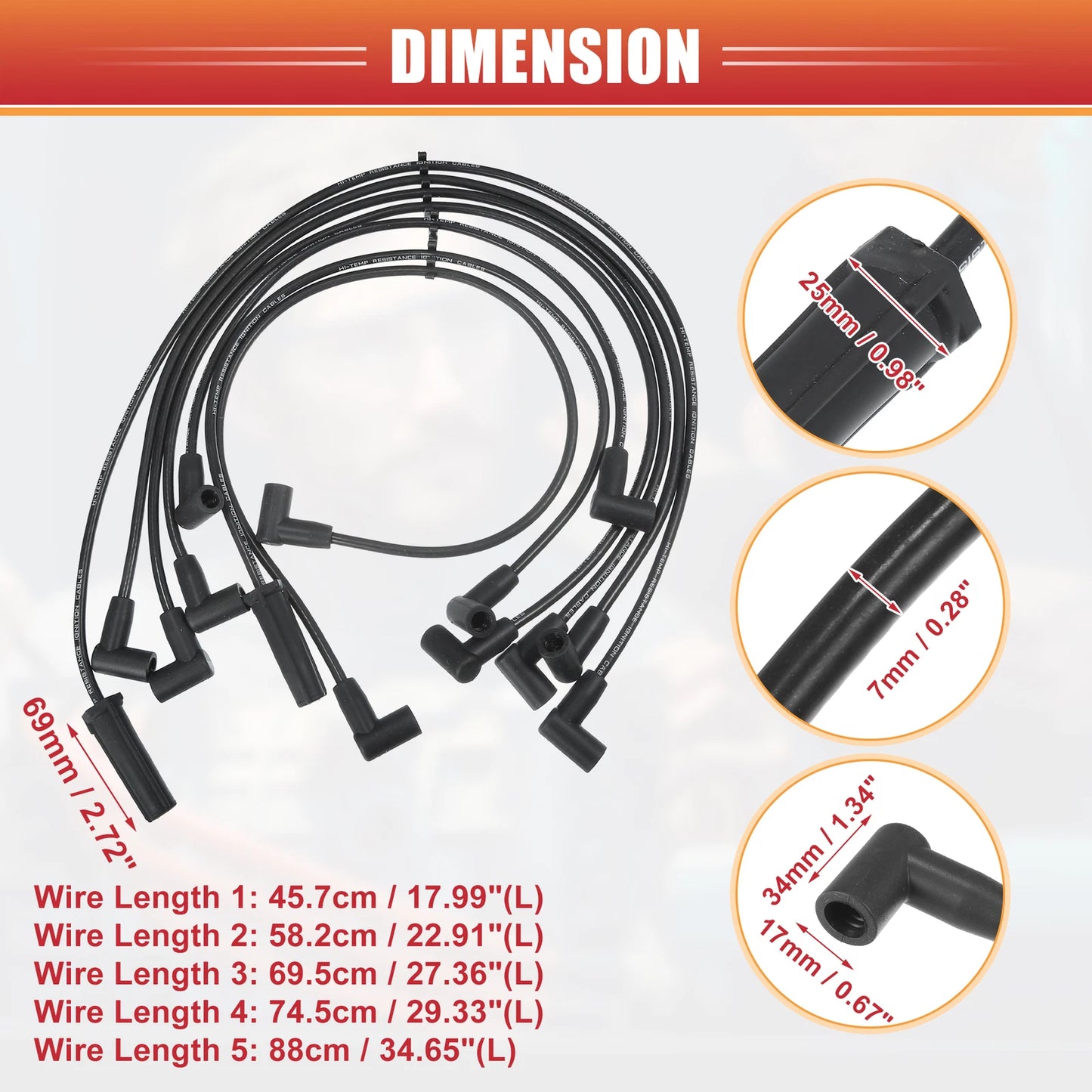 7x Spark Plug Wire Ignition Coil Cable for Chevrolet Astro G10