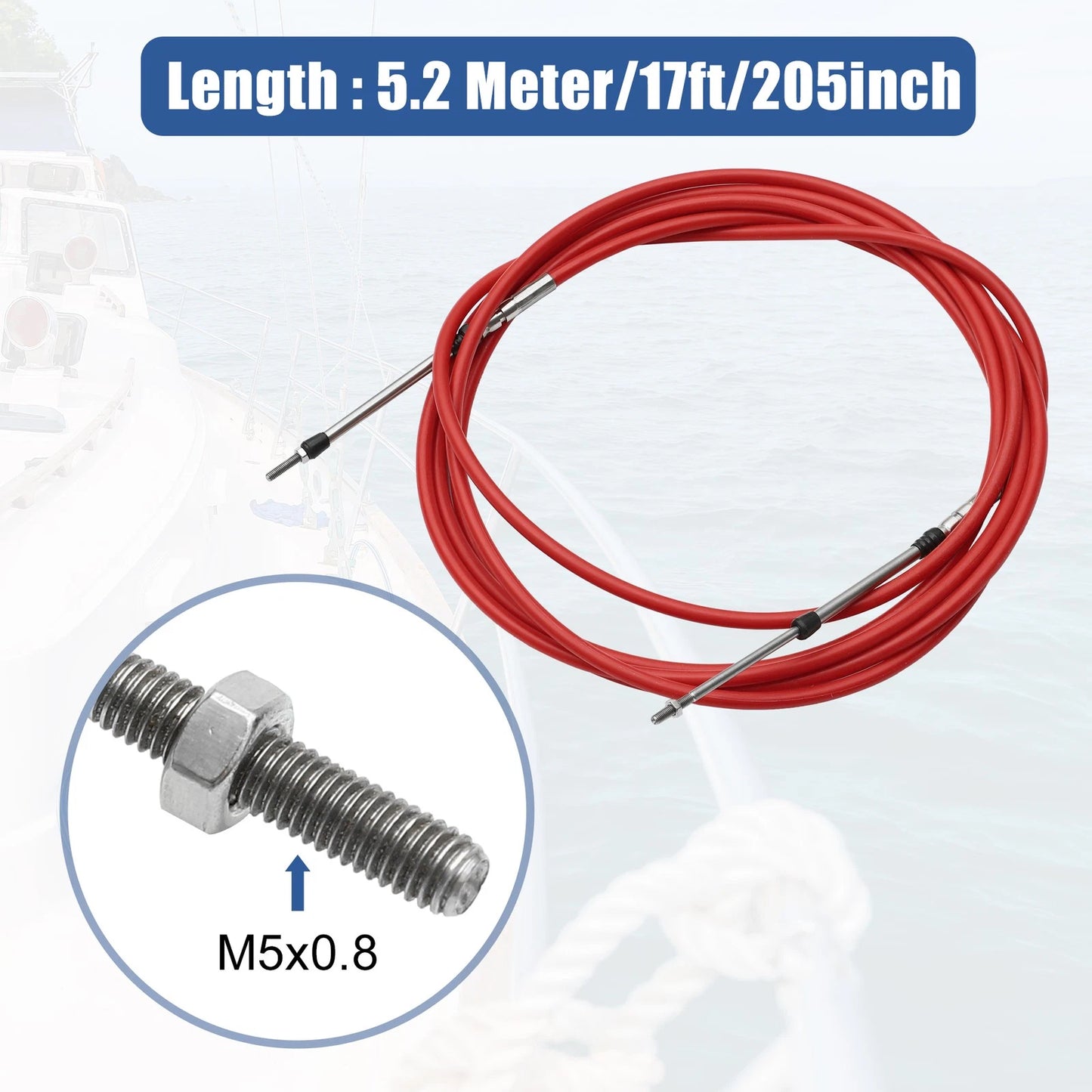 2 x 17ft Marine Throttle Shift Remote Control Box Cable for Make Model