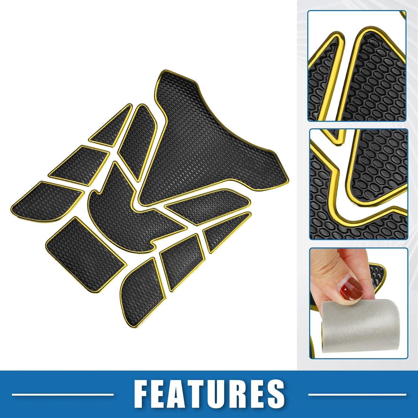 1 x Gas Tank Decal Sticker 7.68''x5.63'' Black Yellow for Universal Motorcycle