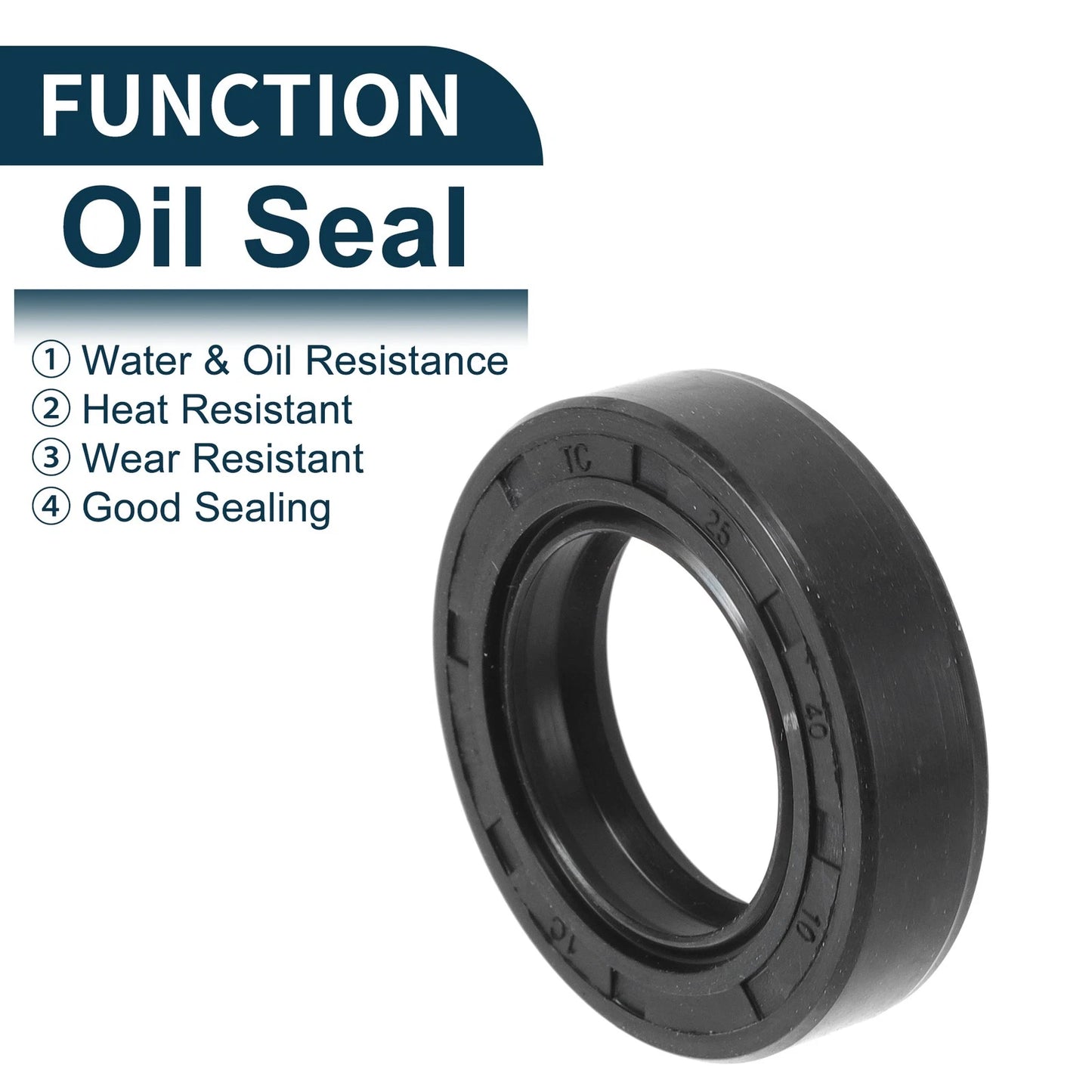 Oil Seal NBR Rubber 25x40x10mm Black 5Pcs