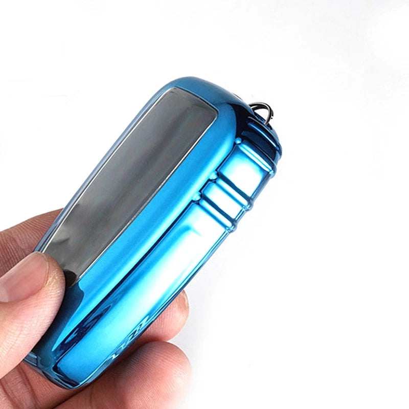 Blue TPU Car Key Remote Control Case Cover for Toyota Camry CHR Prius RAV4