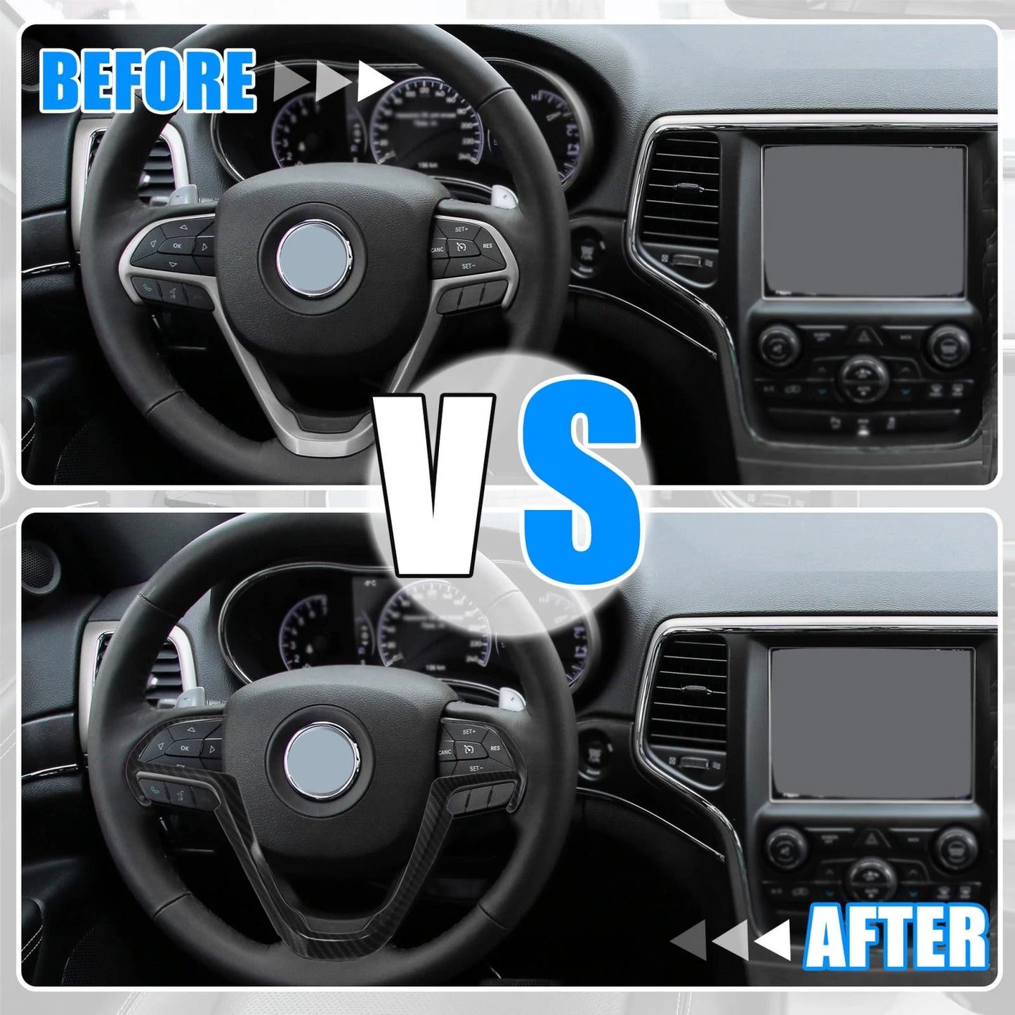 Carbon Fiber Steering Wheel Cover Trim for Jeep Grand Cherokee (2014-2020)