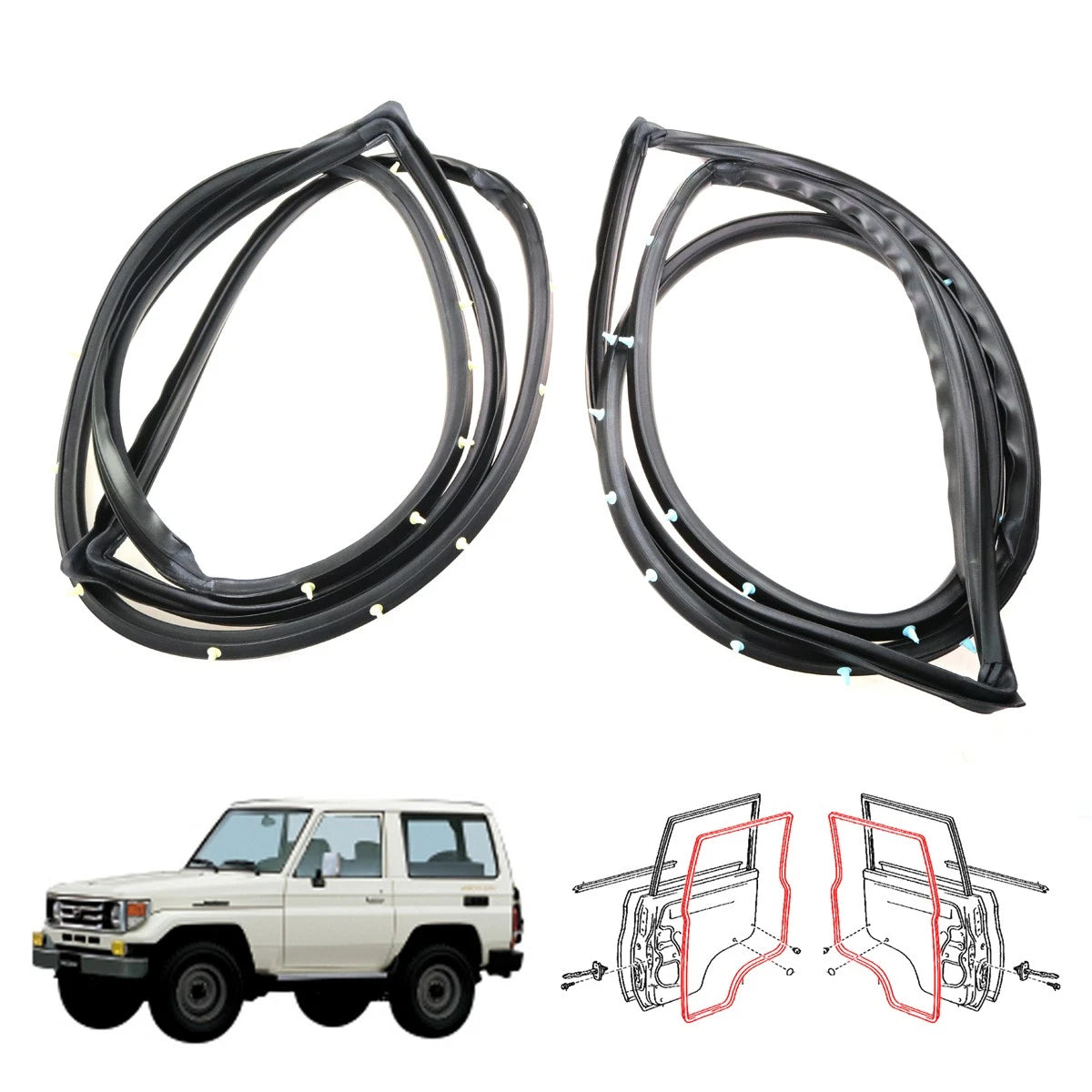 Rear Door Weatherstrip for Toyota Land Cruiser HZJ79 KZJ78 LJ79 VDJ76 Years