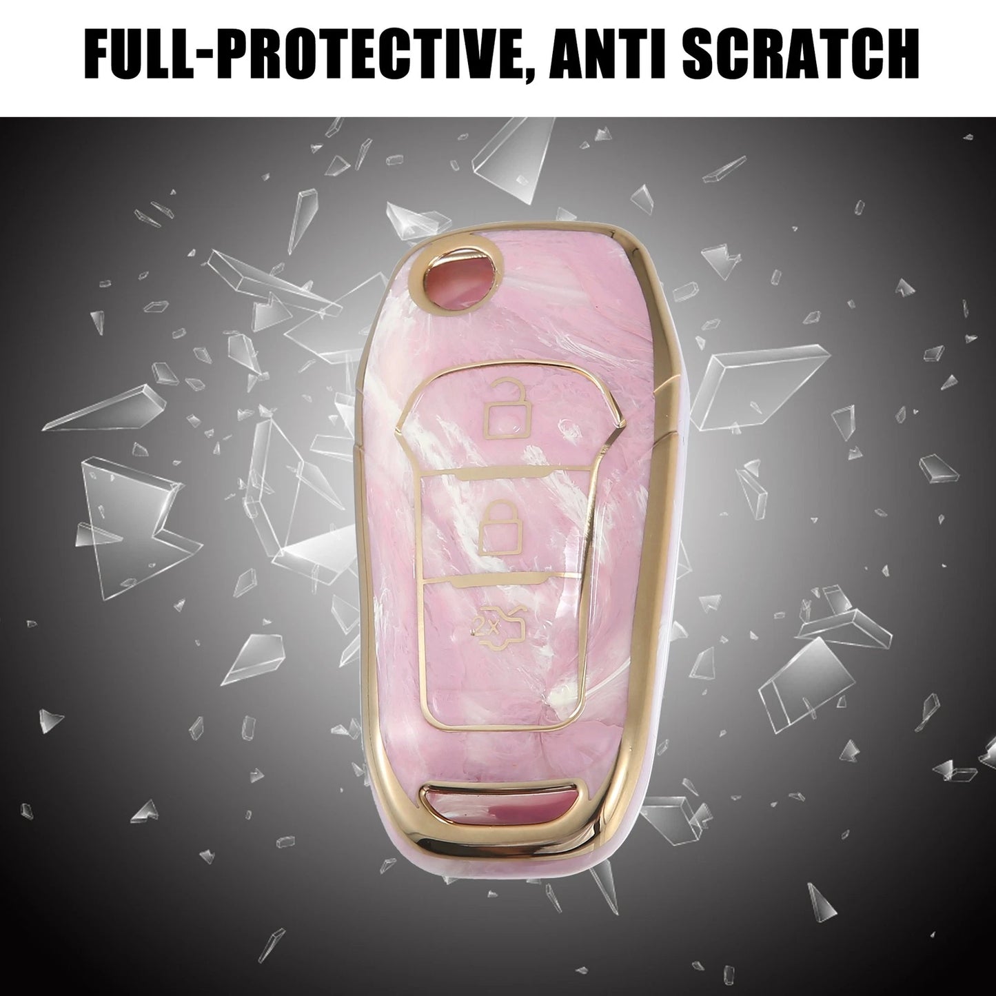 3 x Key Fob Remote Control Cover TPU Shell Pink for Ford F150 (2015-2018)
