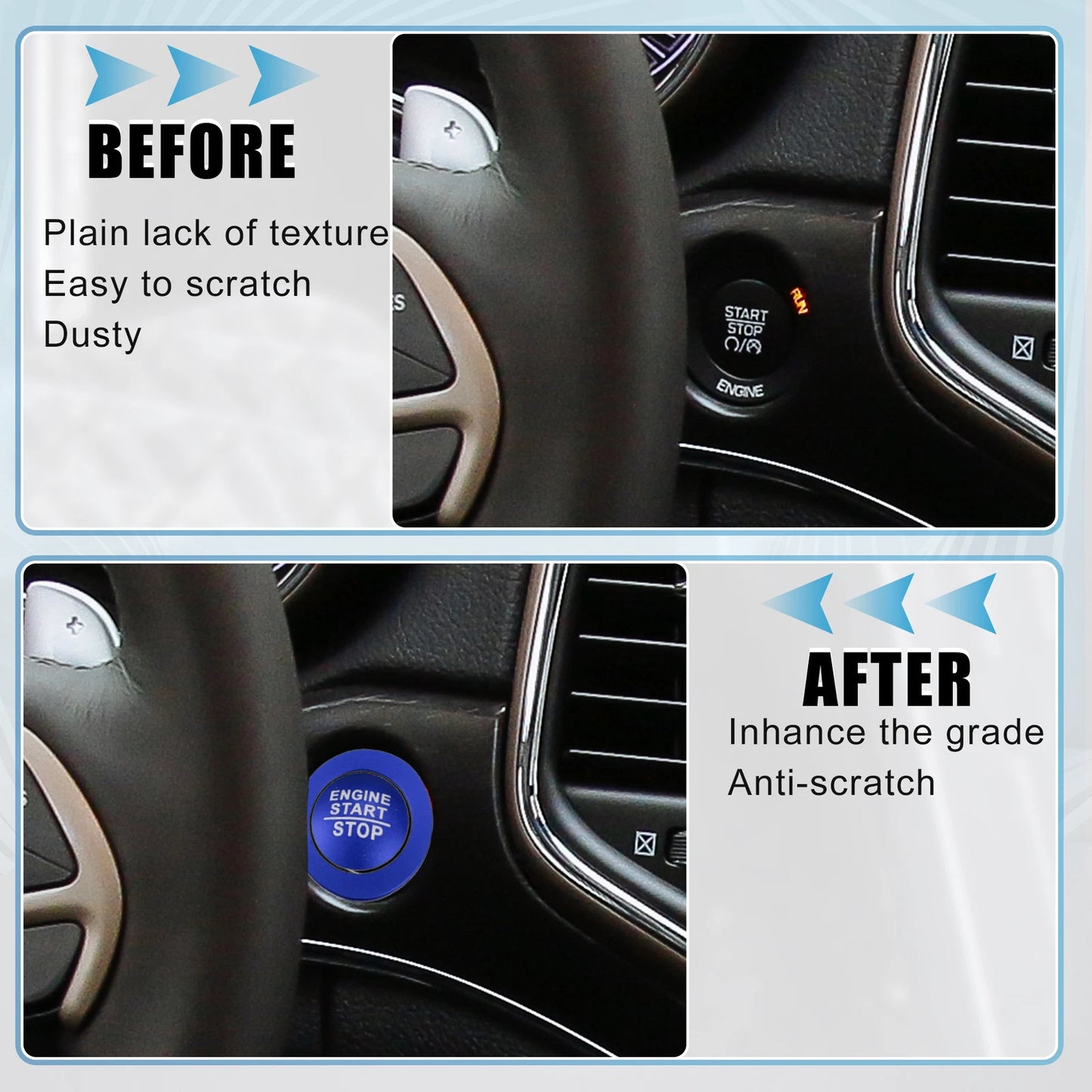 Engine Start Stop Button Cover Trim Kit for Jeep Cherokee & Dodge (2014-2023)