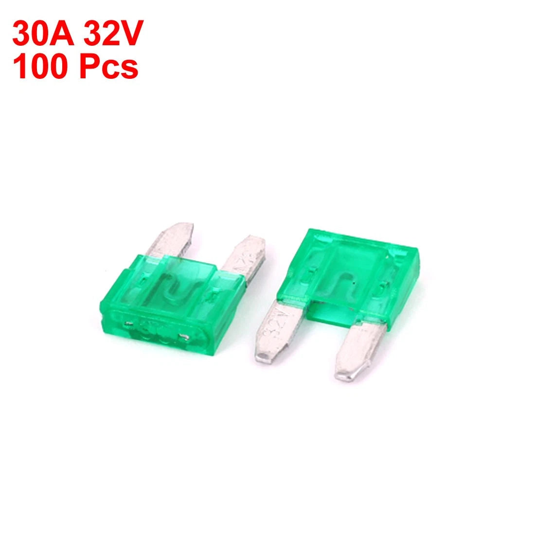 Blade Fuse / 30A 32V 100 Pcs / Green Plastic Shell Mini for ATC ATO