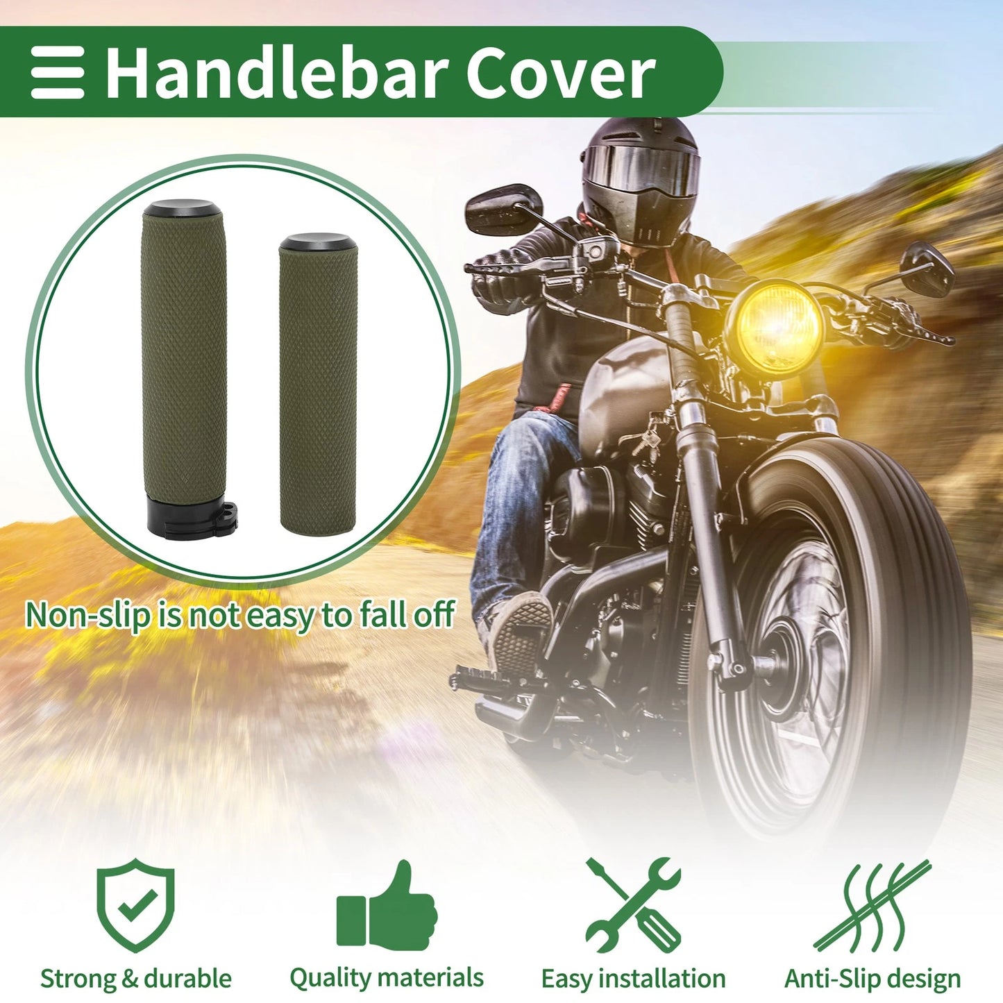 1 x 25mm Motorcycle Hand Grips TPU Green