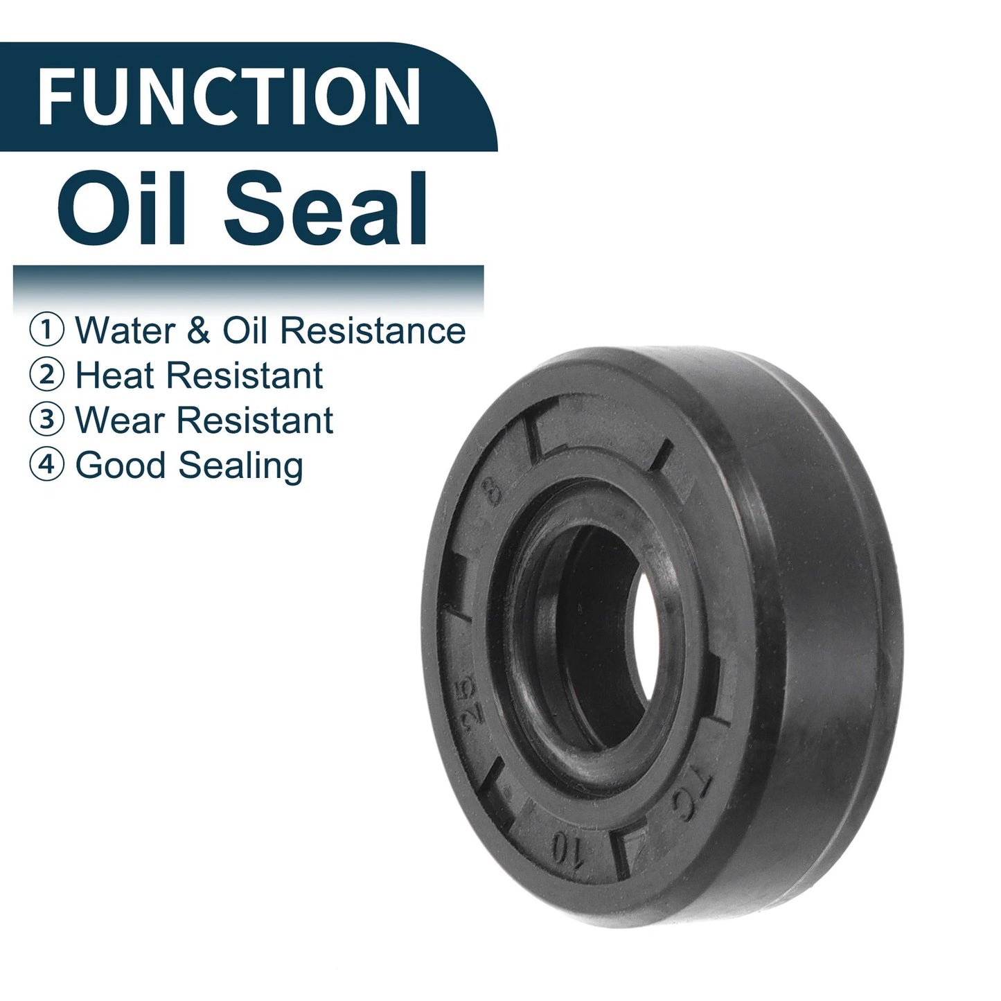 Oil Seal 10x25x8mm NBR Rubber Black 5 Pcs