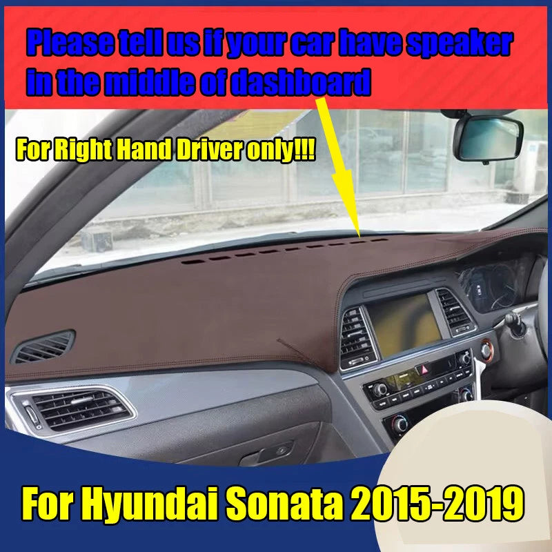 RHD / Brown Leather Dash Protector Mat Pad for Hyundai Sonata (2015–2019)