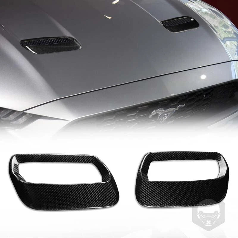 Real Carbon Fiber Hood Bonnet Air Vent Cover Trim for Ford Mustang 2018-2022