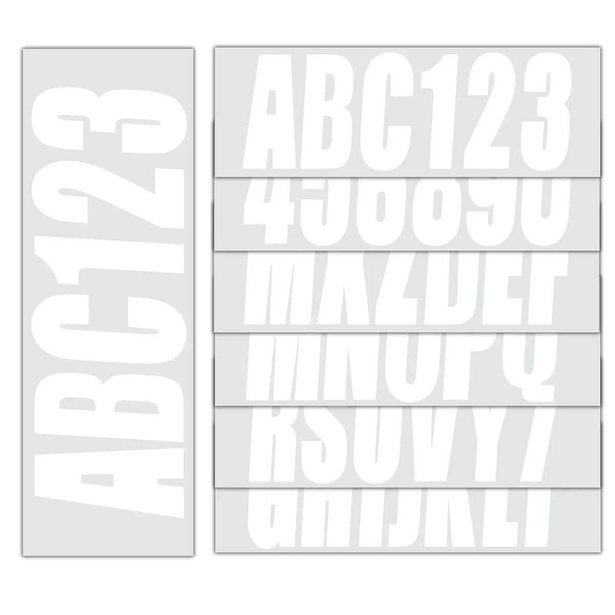White Alpha-Numeric Registration Stickers Decals for Boat