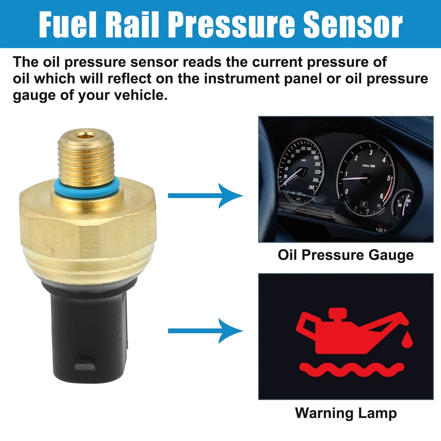 Fuel Rail Pressure Sensor for Ford Edge, Volvo XC60, S60 (2007-2023)