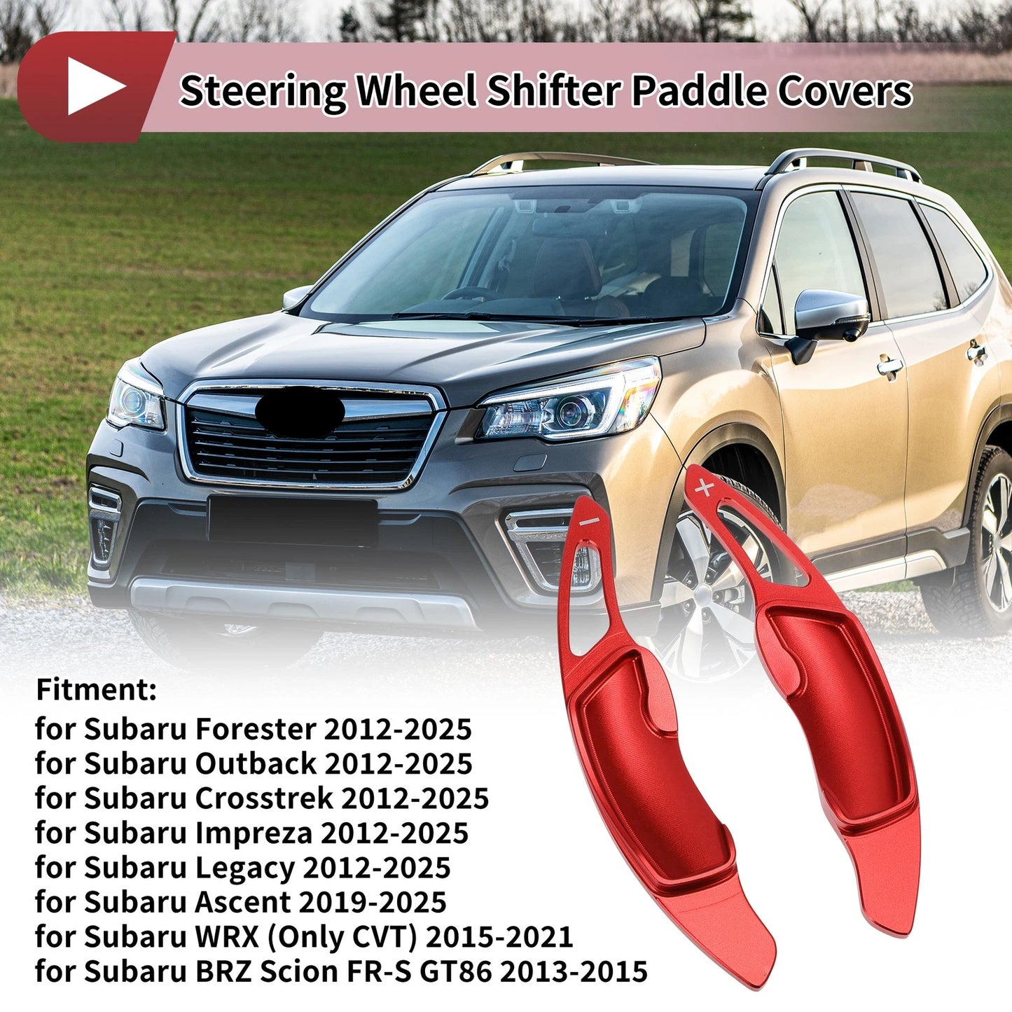 Red Aluminum Alloy Steering Wheel Paddles for Subaru Crosstrek (2012-2025)