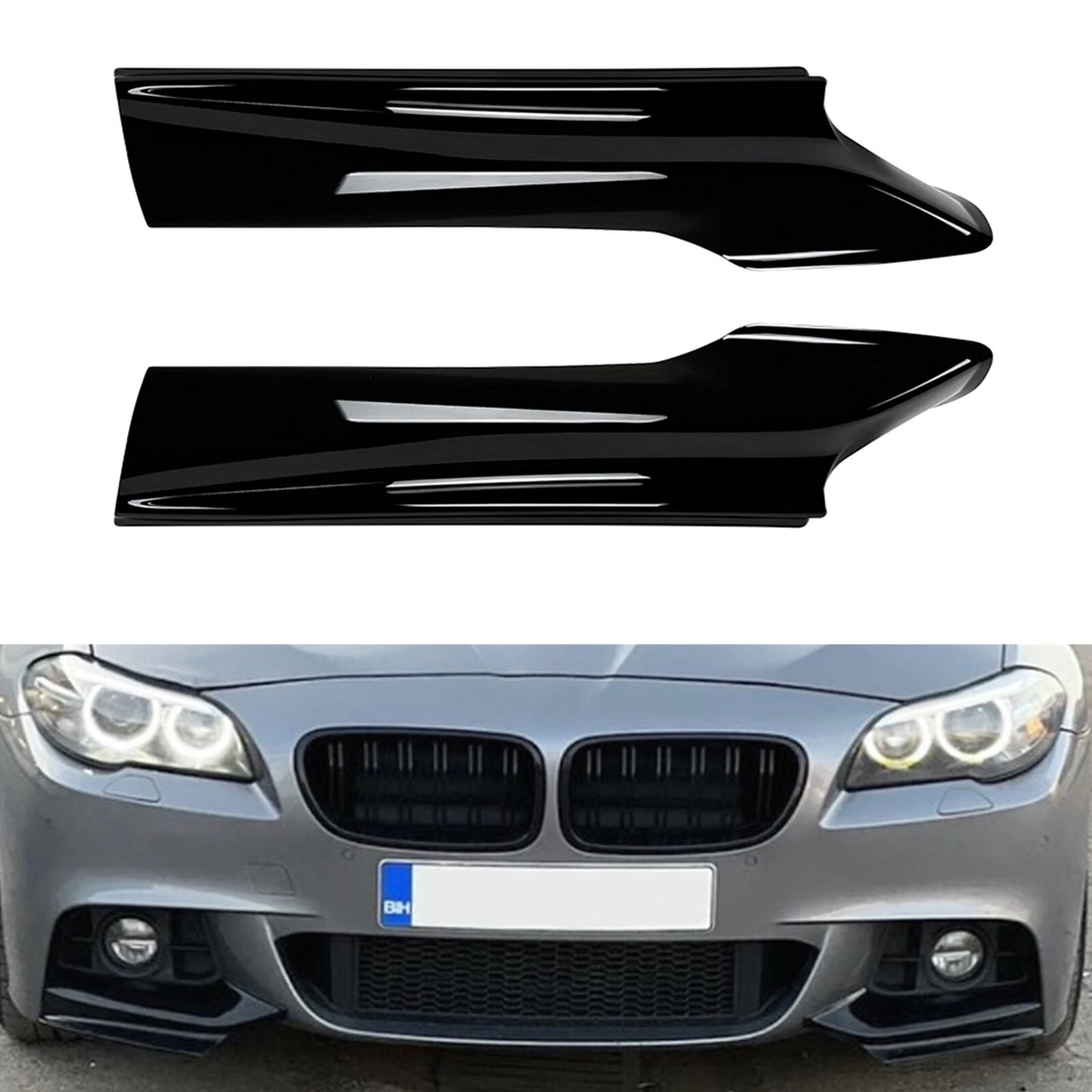 2 x Gloss Black Front Bumper Side Covers for BMW 5 Series F10 F11 (2011-2017)
