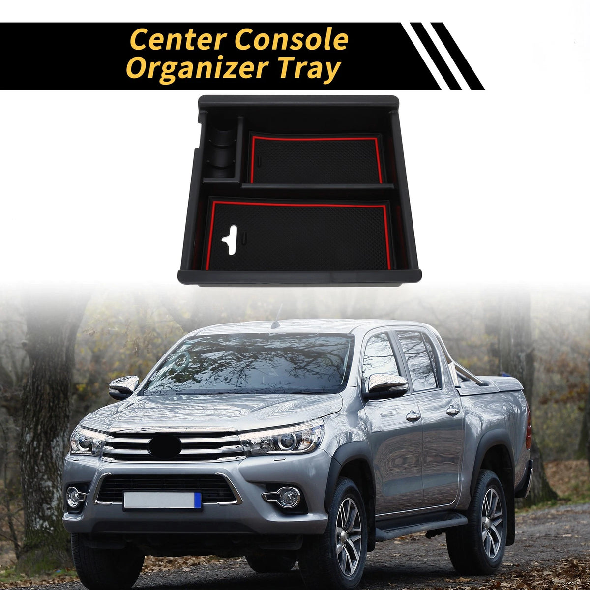 Center Console Organizer Insert Tray for Toyota Tacoma Black Red (2016–2021)