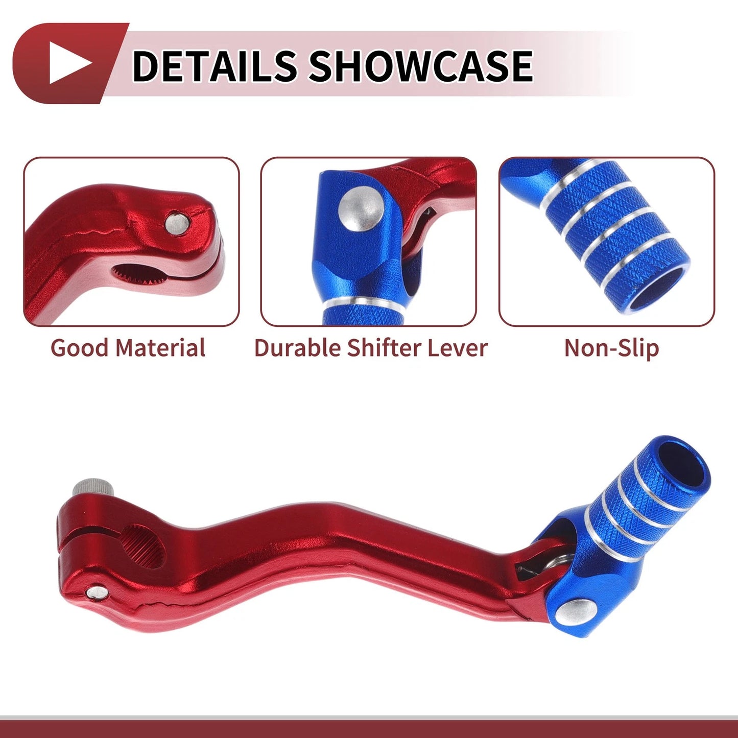 Folding Motorcycle Gear Shifter Lever for Kayo T2 Red Blue Silver Tone 1 Pc