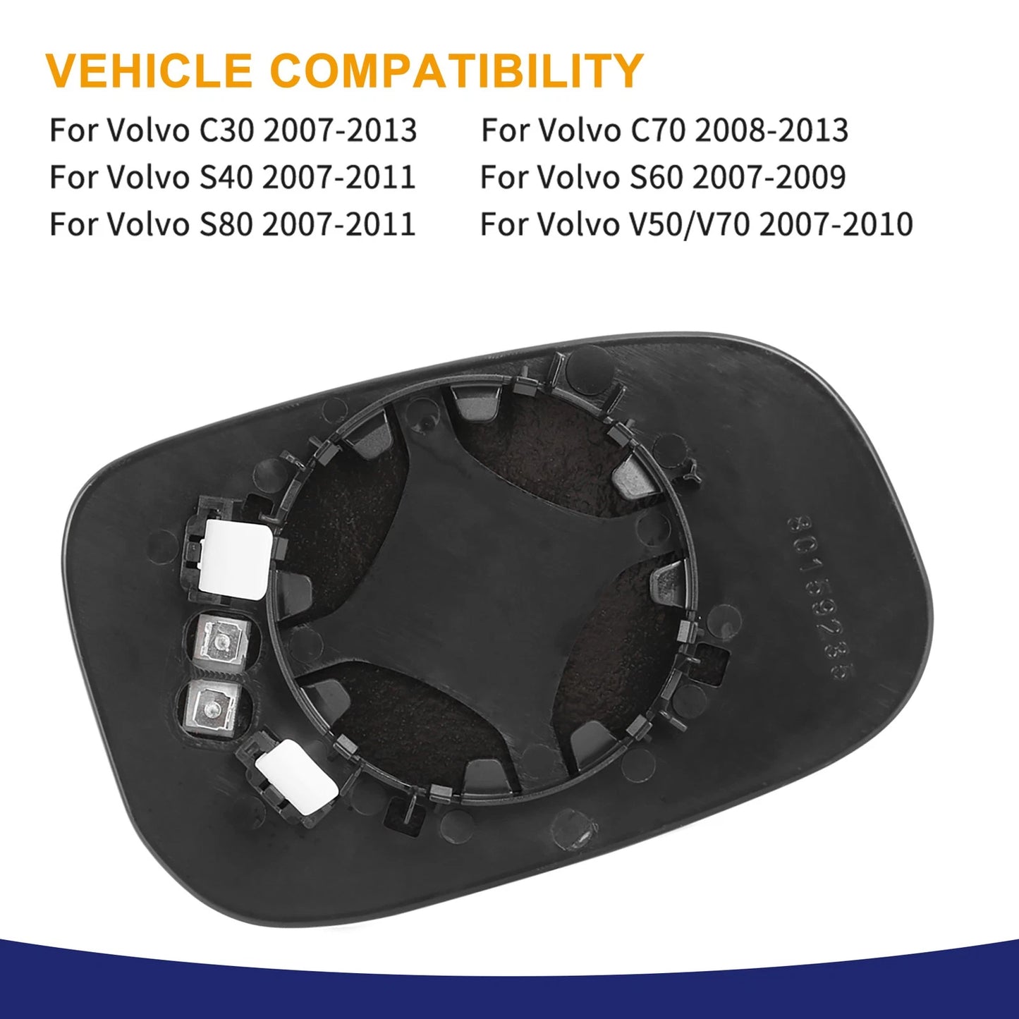 Left Driver Side Mirror Glass with Backing for Volvo