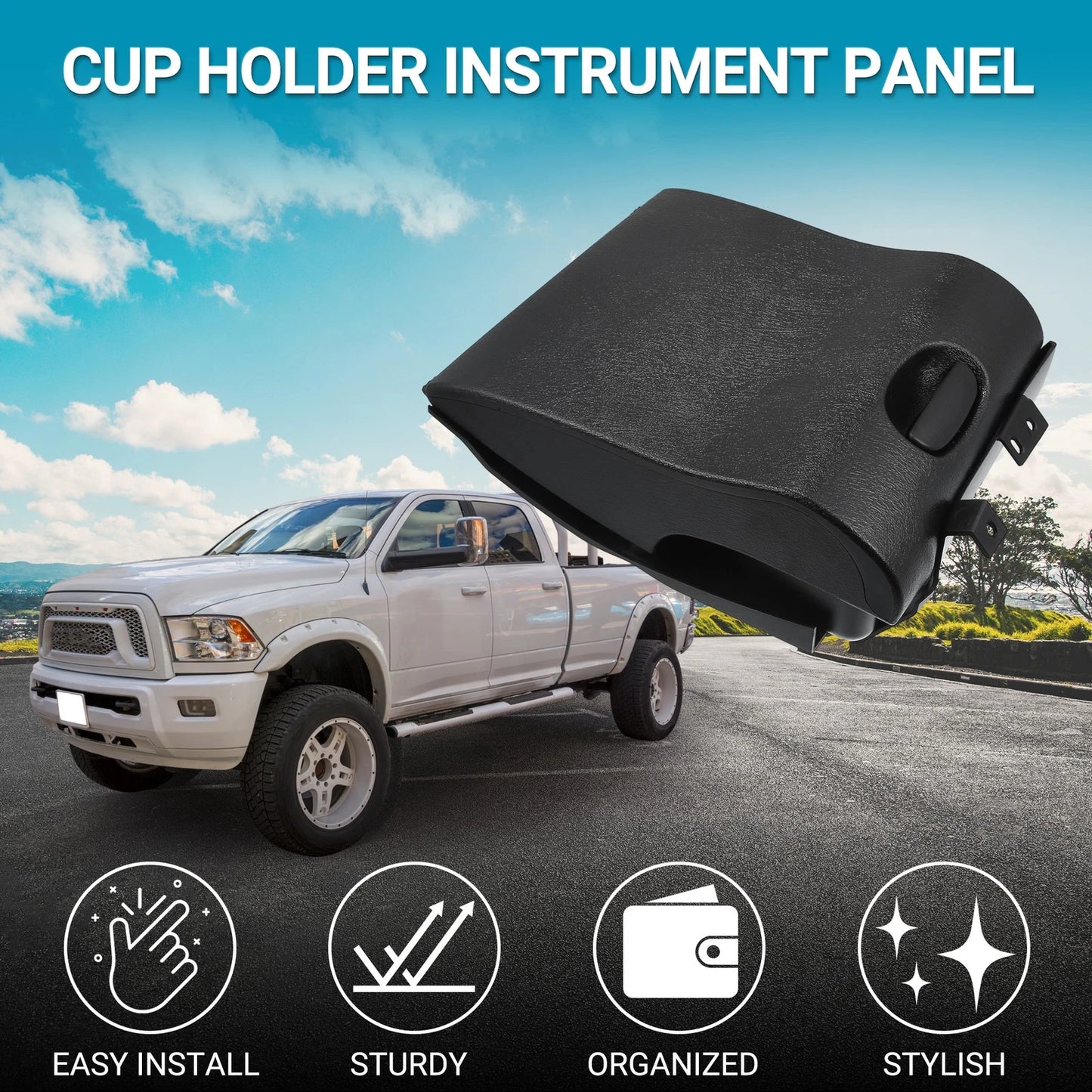 Auto Cup Holder for Dodge Ram 1500 Black (1998-2001)