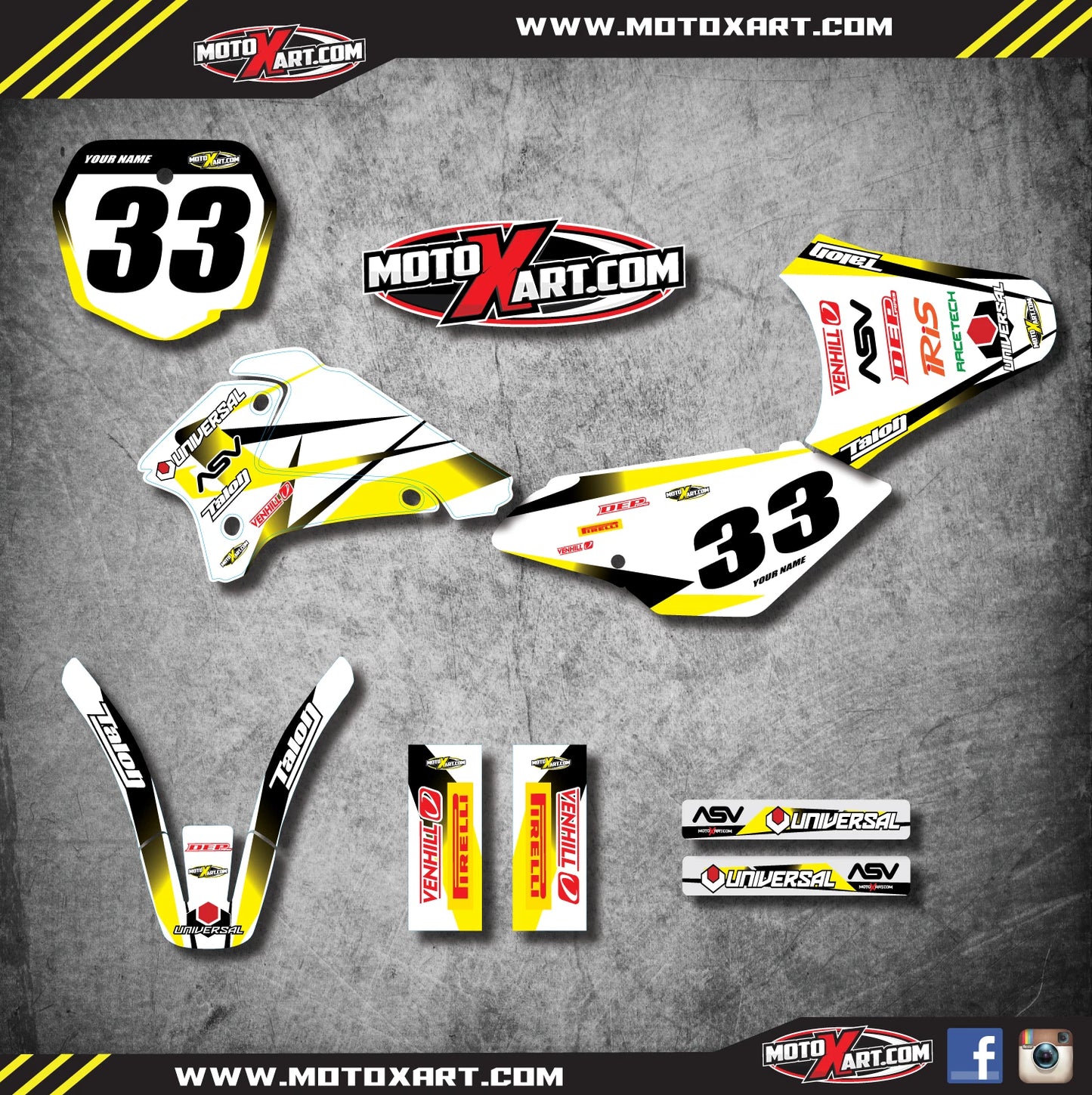 Custom Graphic Kit - STORM STYLE for Suzuki DRZ 125 (2001-2007) Decals