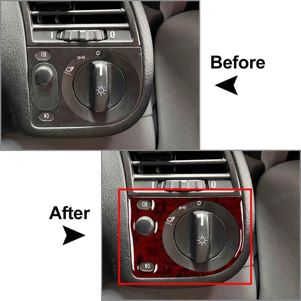 Wood Red Headlight Switch Knob Cover Trim for BMW 3 Series (1991-1999)