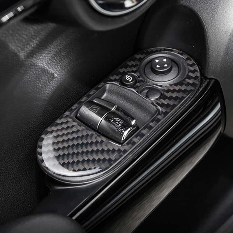 Car Carbon Fiber Interior Door Handle Switch Cover Trim Fit For Mini Cooper F56