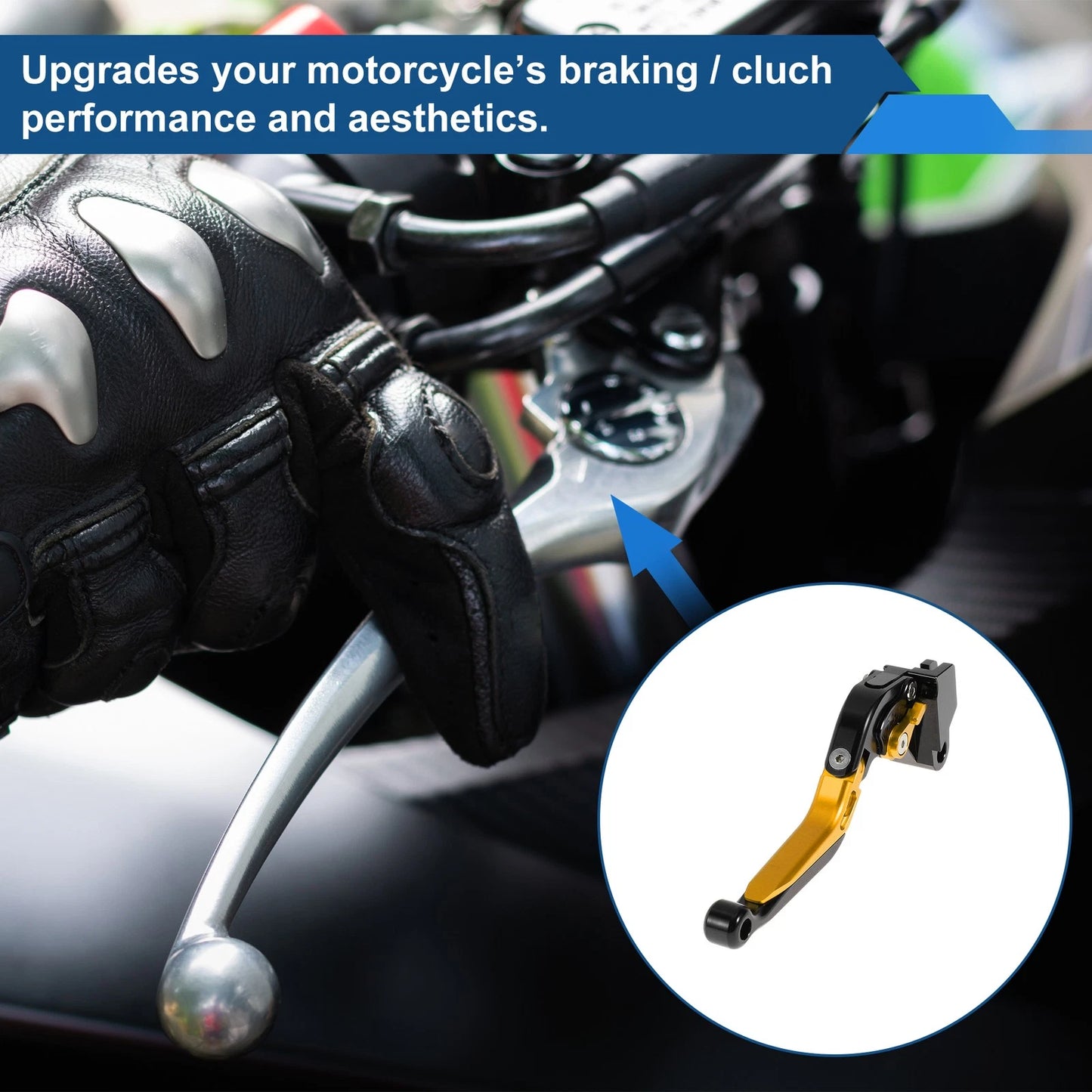 2 x Adjustable Short Long Brake Clutch Levers Black Gold Tone for Kawasaki ER-5