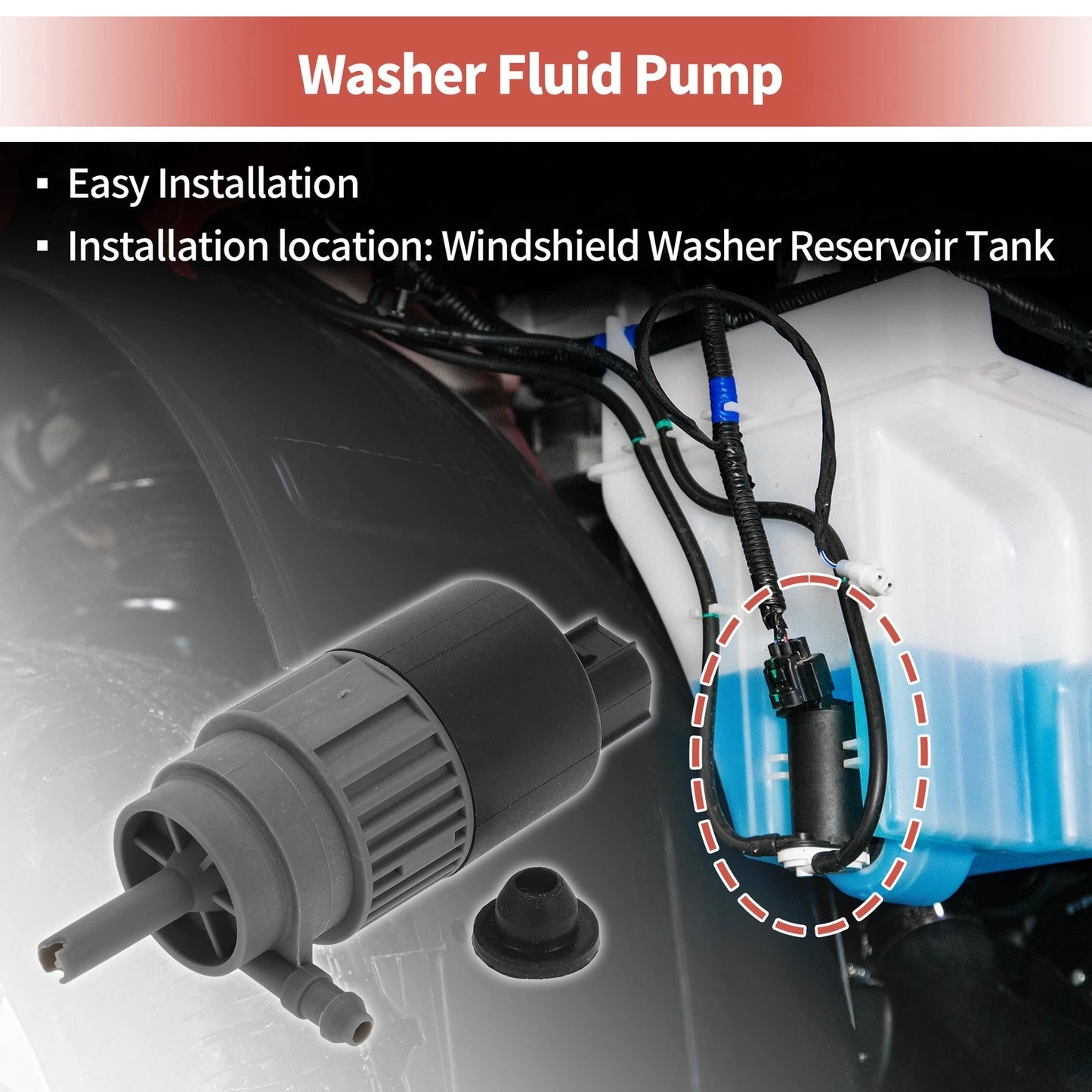 Windshield Washer Pump w/ Grommet for Land Rover (2003-2005)