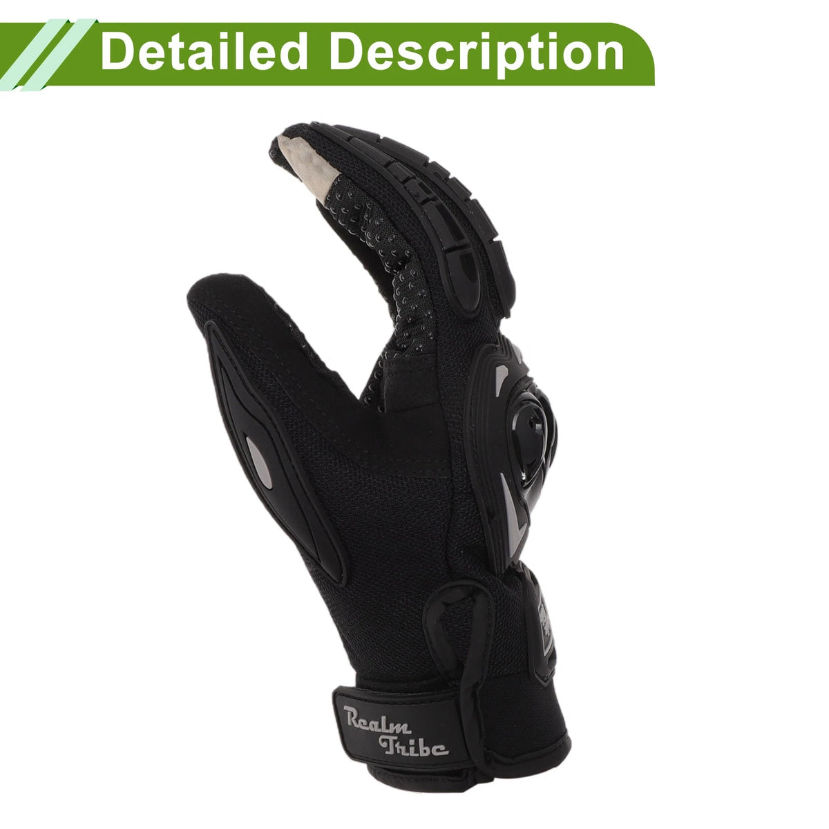 M 1 x Motorcycle Gloves Breathable Full Finger Nylon Outdoor Black