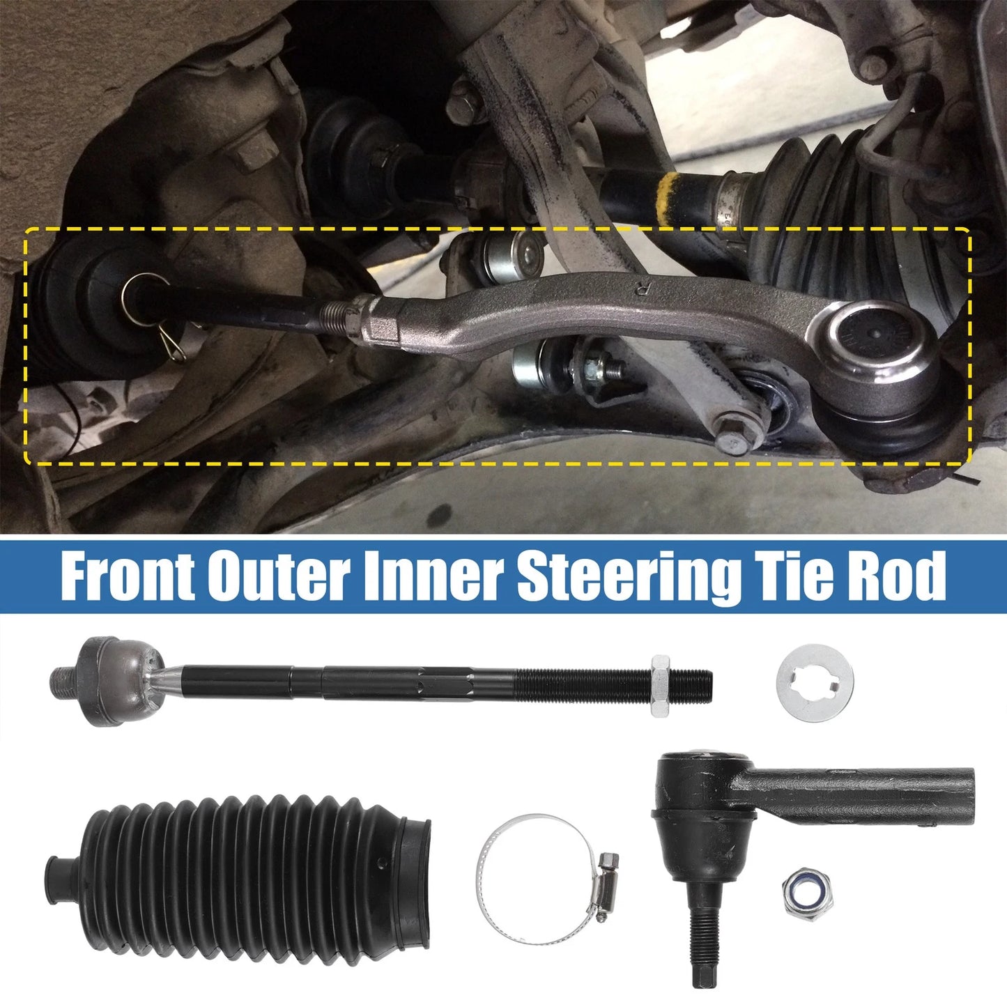 6 x Car Front Inner Outer Tie Rod Ends & Rack Boots for Jeep Commander (2006-2010)