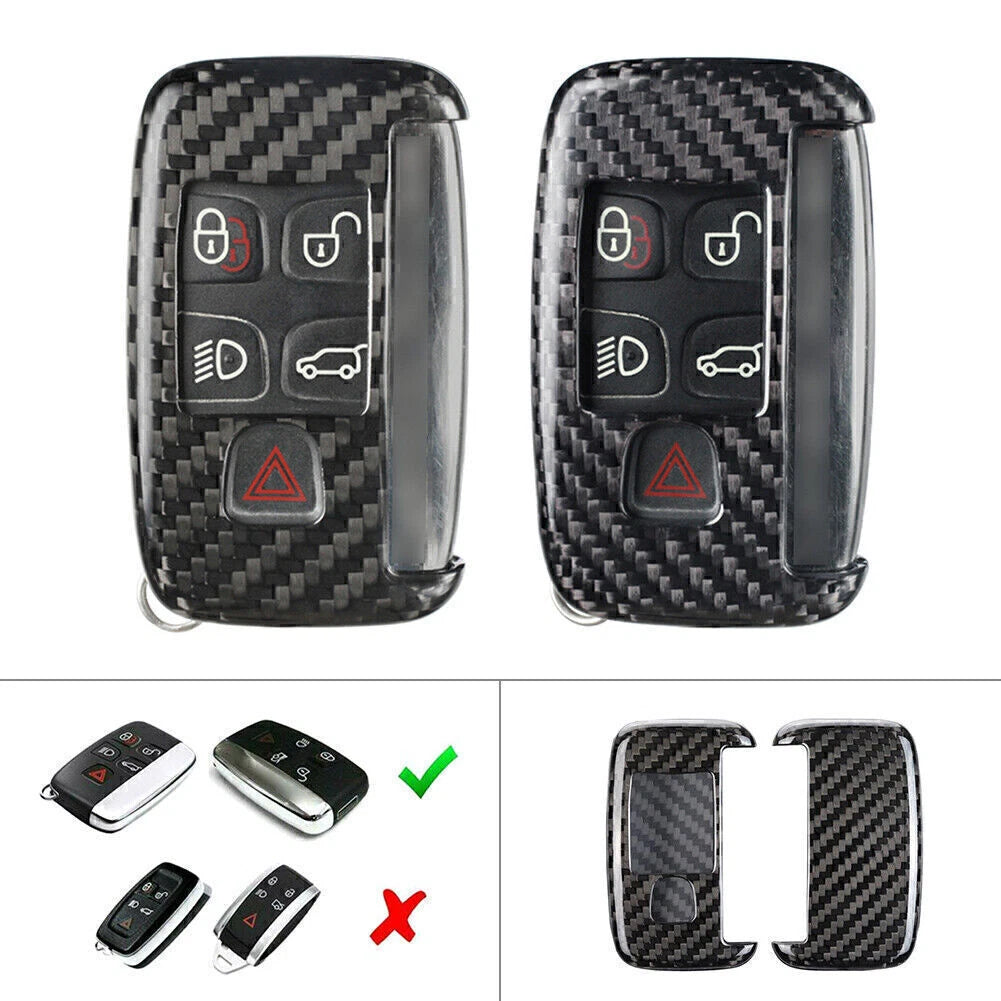Black Carbon Fiber Remote Key Shell Cover for Land Rover Range Rover Discovery