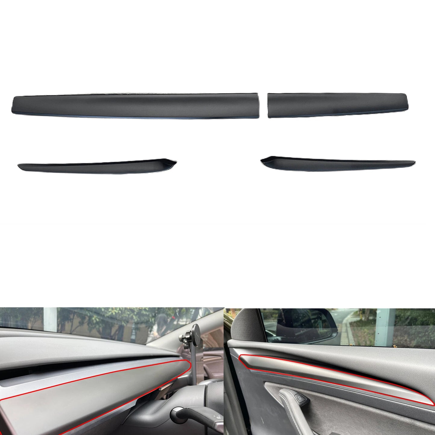 Armrest Panel Cover for Tesla Model 3 & Y (2017-2023) Matte Black