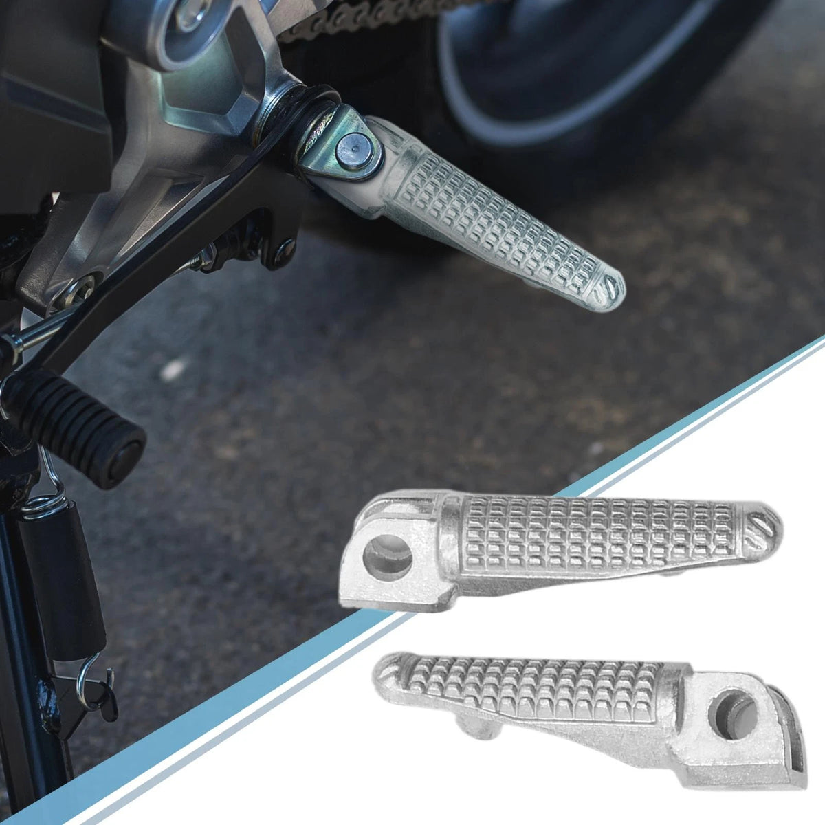 Pair 12mm Aluminium Alloy Motorcycle Footrest Footpeg Foot Rest Silver Tone