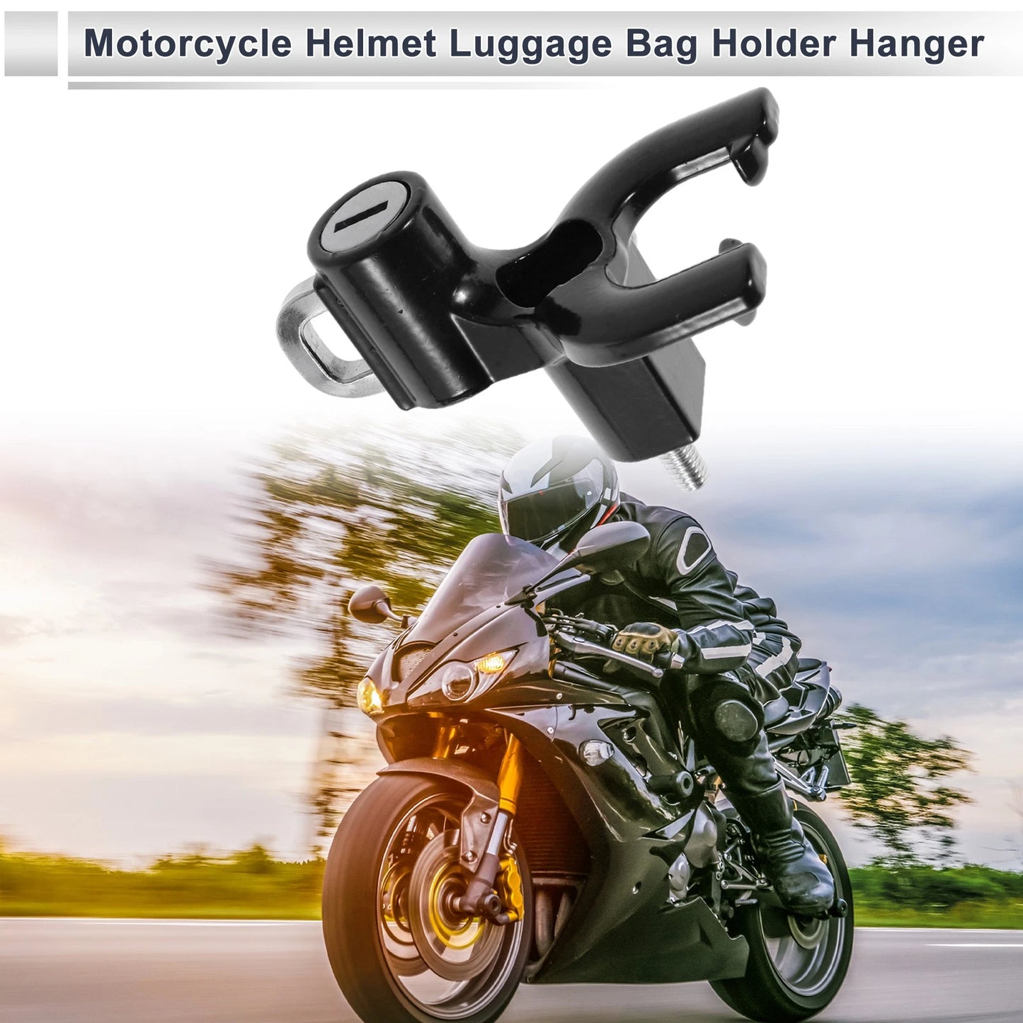 Double-Fork Metal Motorcycle Hanging Hook 1 Set Black for Motorcycle