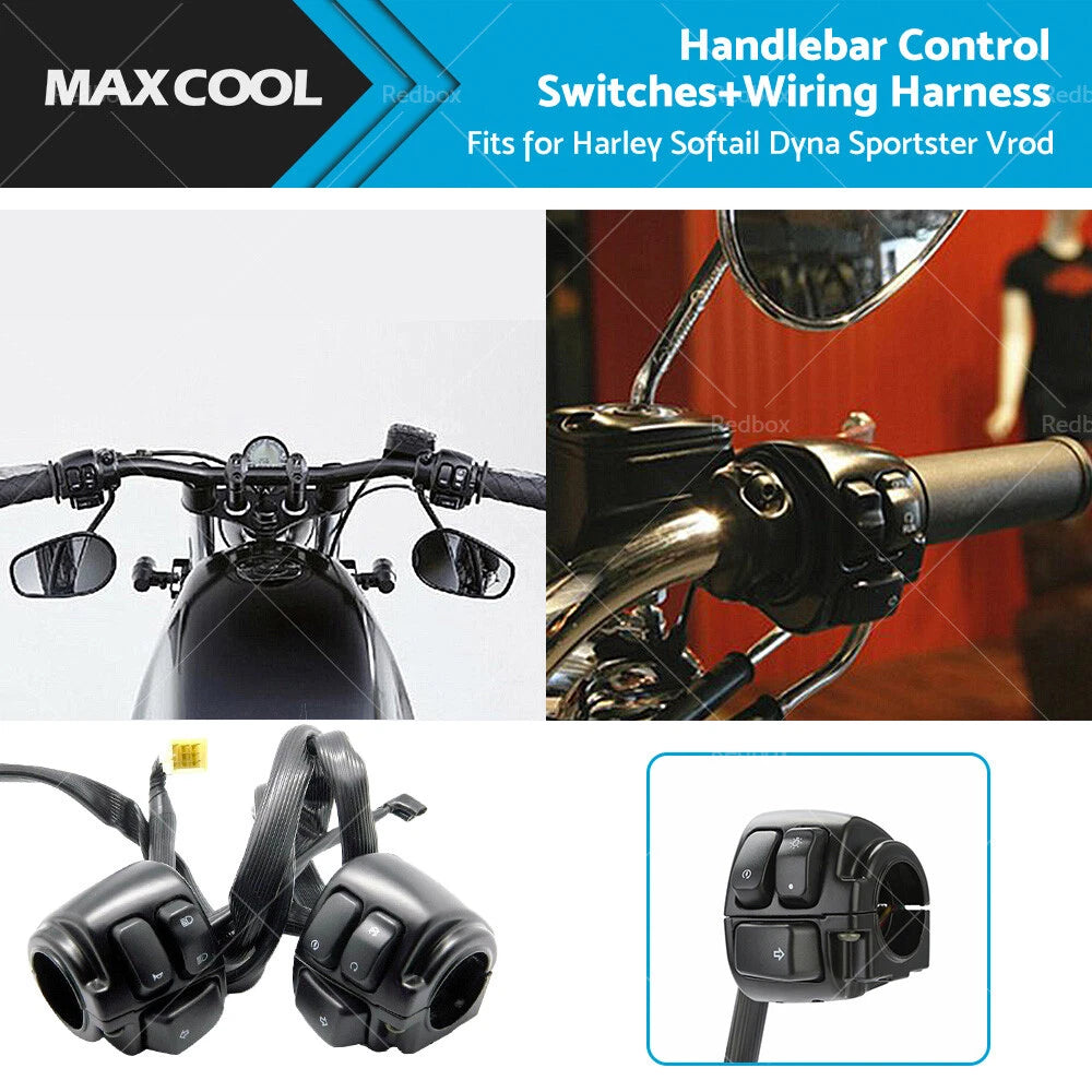 Handlebar Control Switches + Wiring Harness for Harley Dyna Vrod (2006-2017)