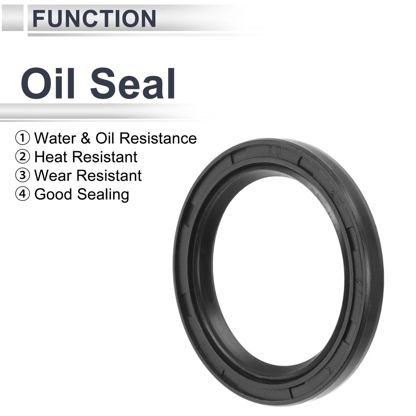 Oil Seal 28x37x4mm Rotary Shaft Seal TC Ring Nitrile Rubber Black 5 Pcs