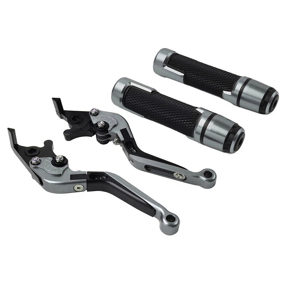 Titanium Extendable Brake Clutch Levers & Handlebar Grips for Kawasaki ZX636R (2003-2006)