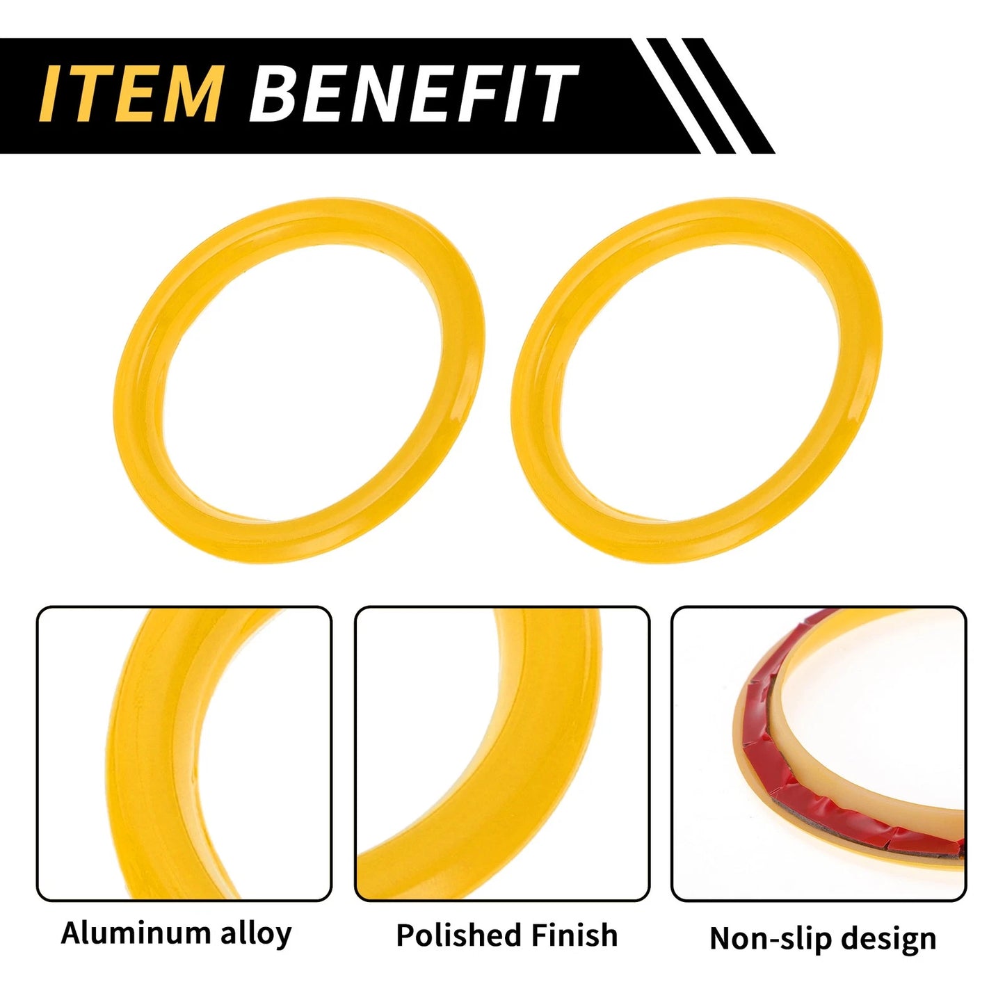 AC Vent Dashboard Decoration Rings Yellow for Jeep Wrangler JL (2018-2020)